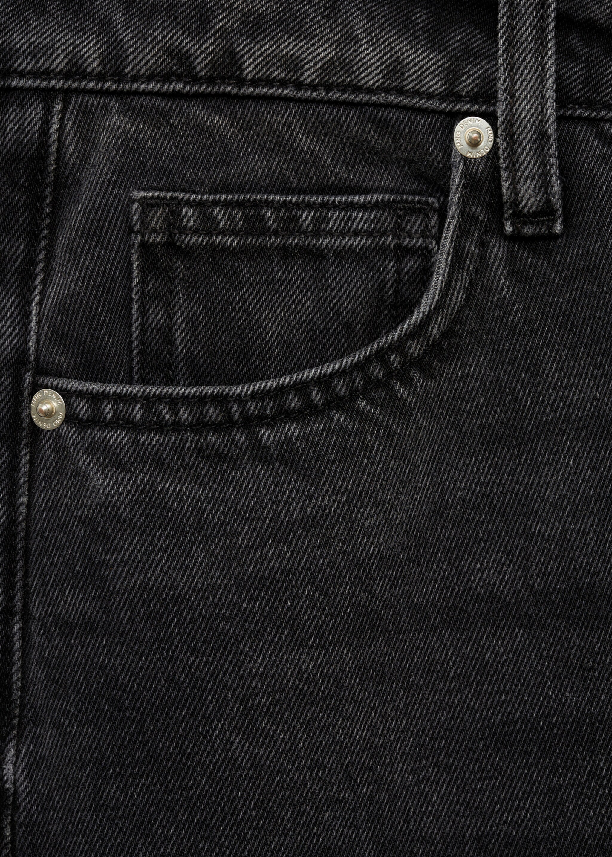 Jeans Balloon mit hohem Bund - Detail des Artikels 8, Black denim. Ref: 77047715-00.