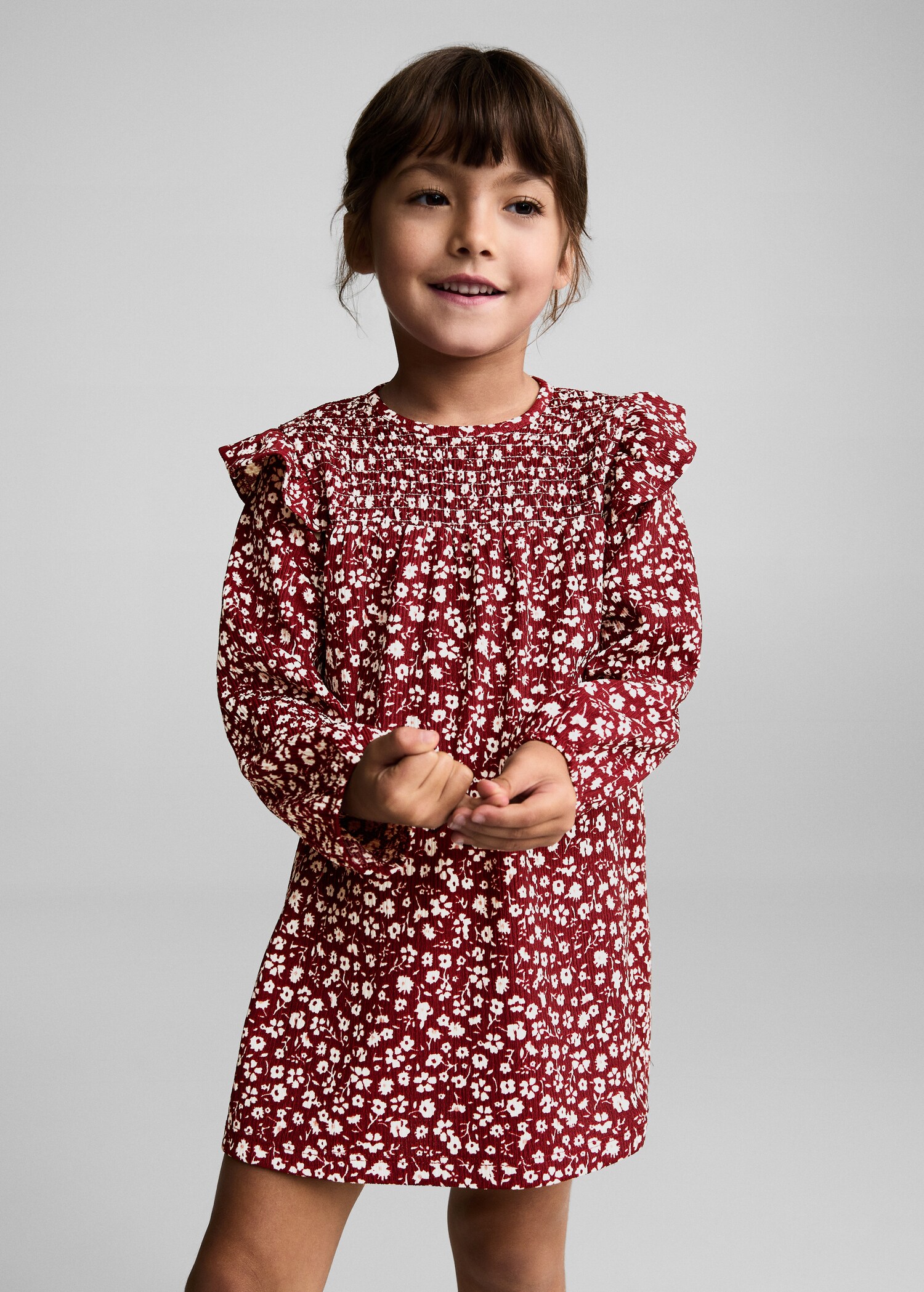 Florales Kleid mit Rüschen - Mittlere Ansicht