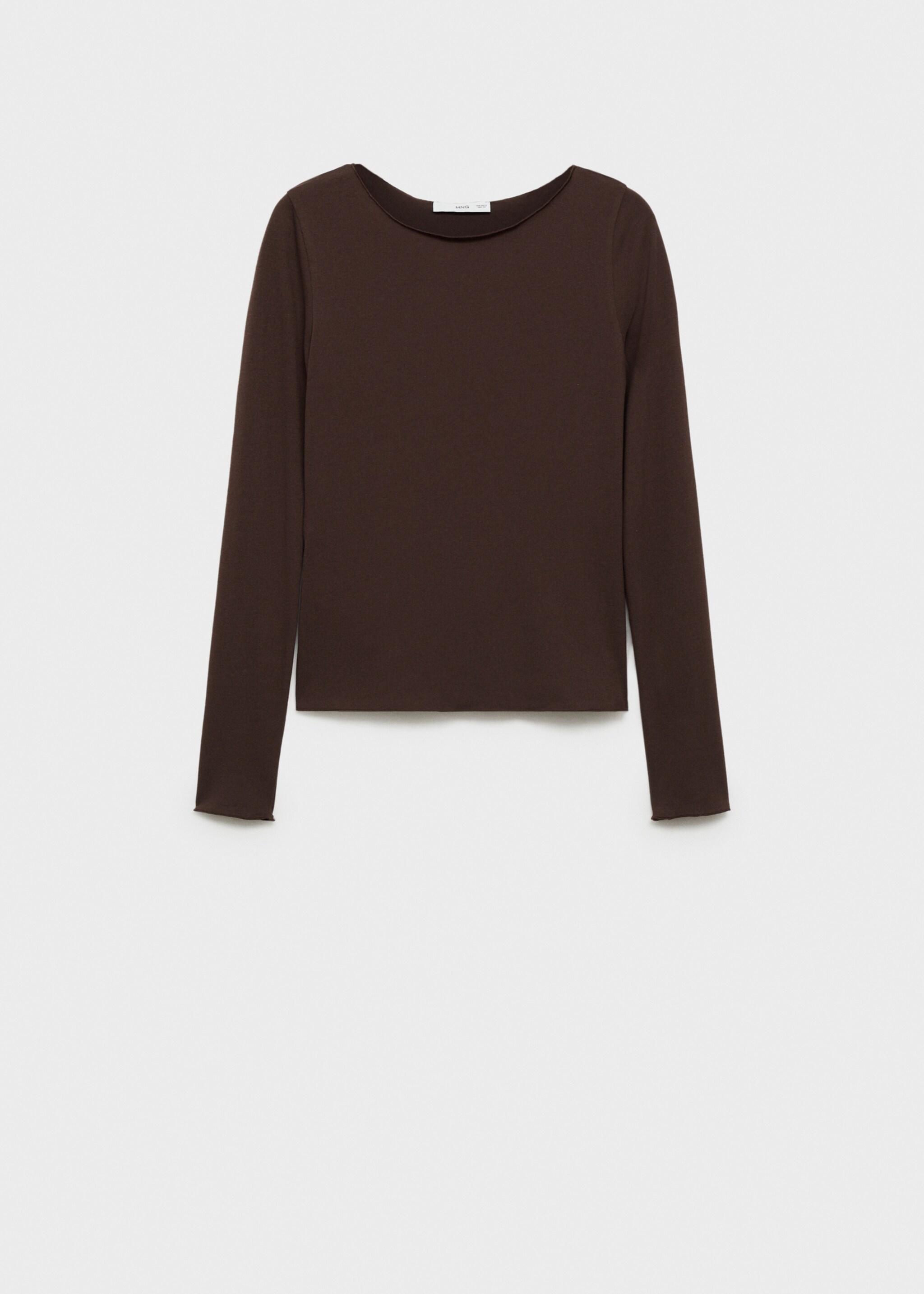 T-shirt col bateau manches longues - Article sans modèle, Chocolat. Ref: 77047717-00.