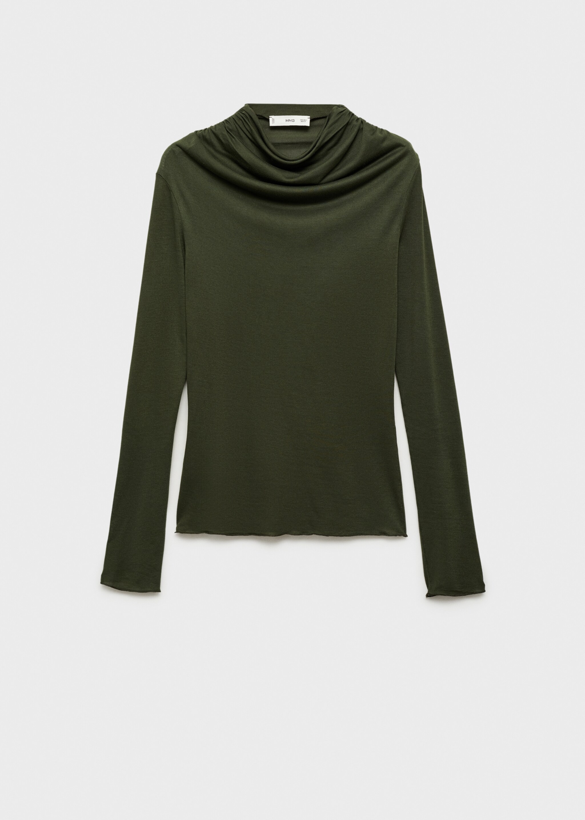 T-shirt manches longues col rond - Article sans modèle, Kaki. Ref: 77047718-00.