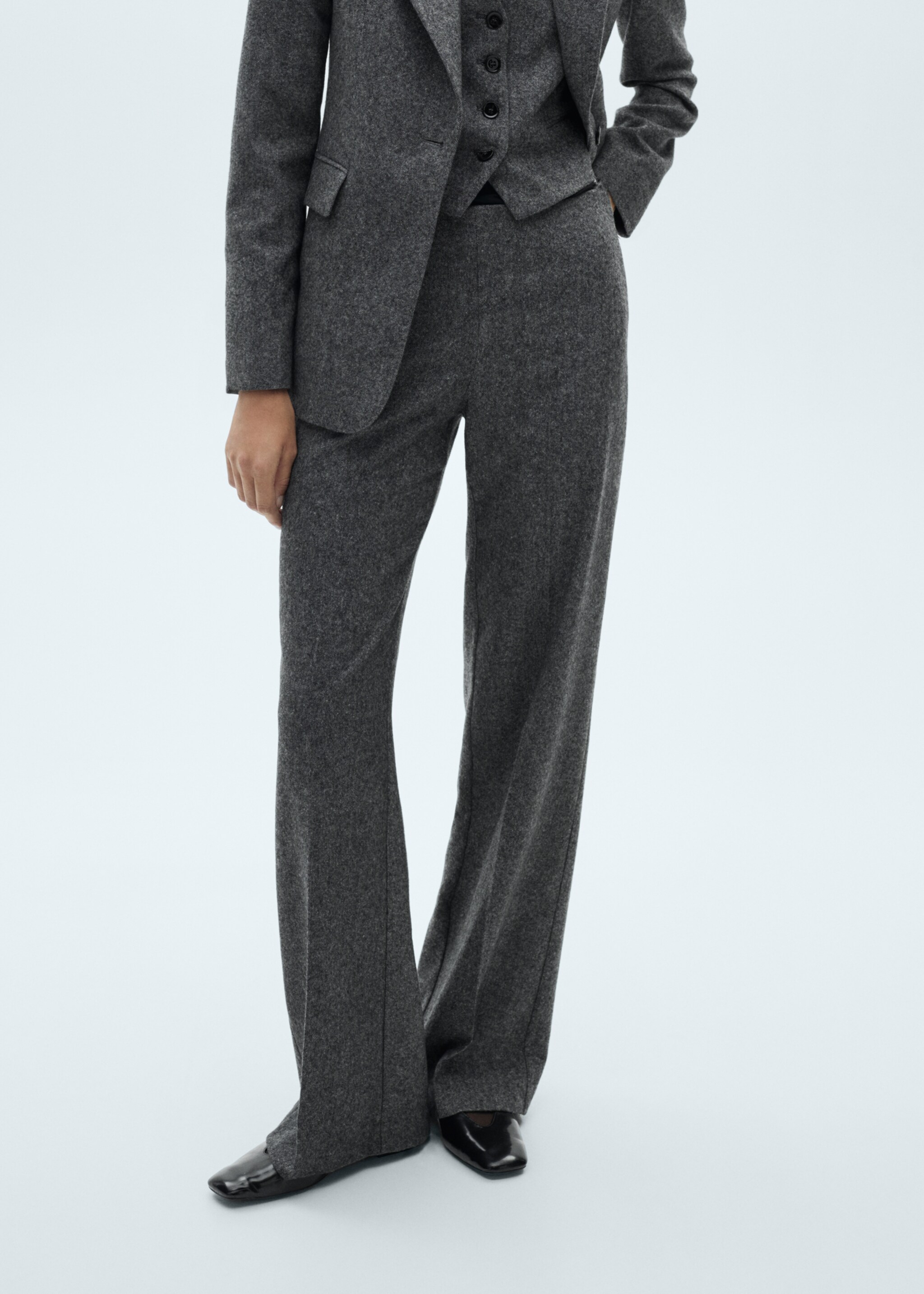 Marbled wool suit trousers - Medium plane, Black. Ref: 77047720-00.