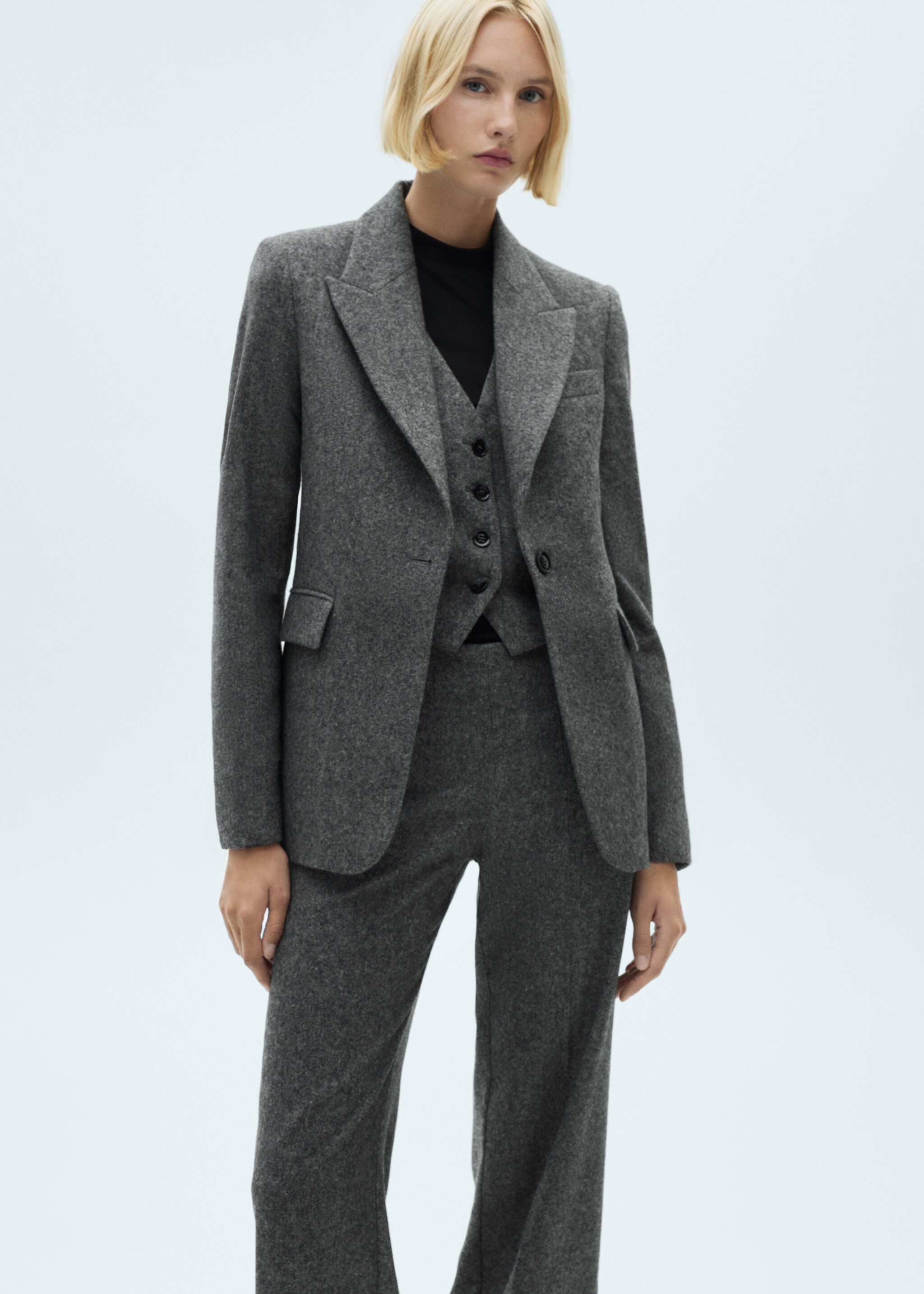 Marbled wool suit trousers - Details of the article 1, Black. Ref: 77047720-00.