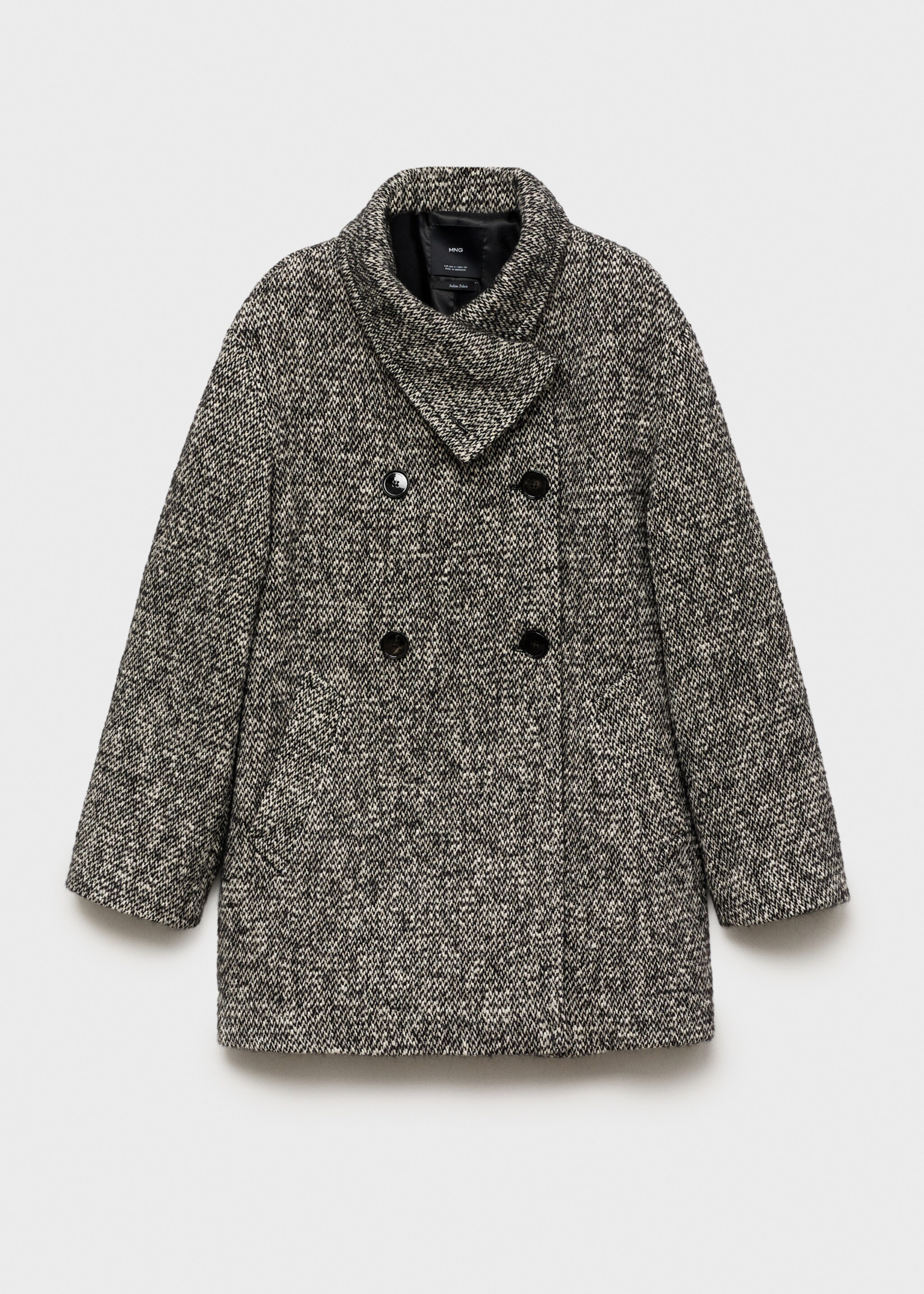 Mottled double-breasted coat - Article without model, Black. Ref: 77047722-00.