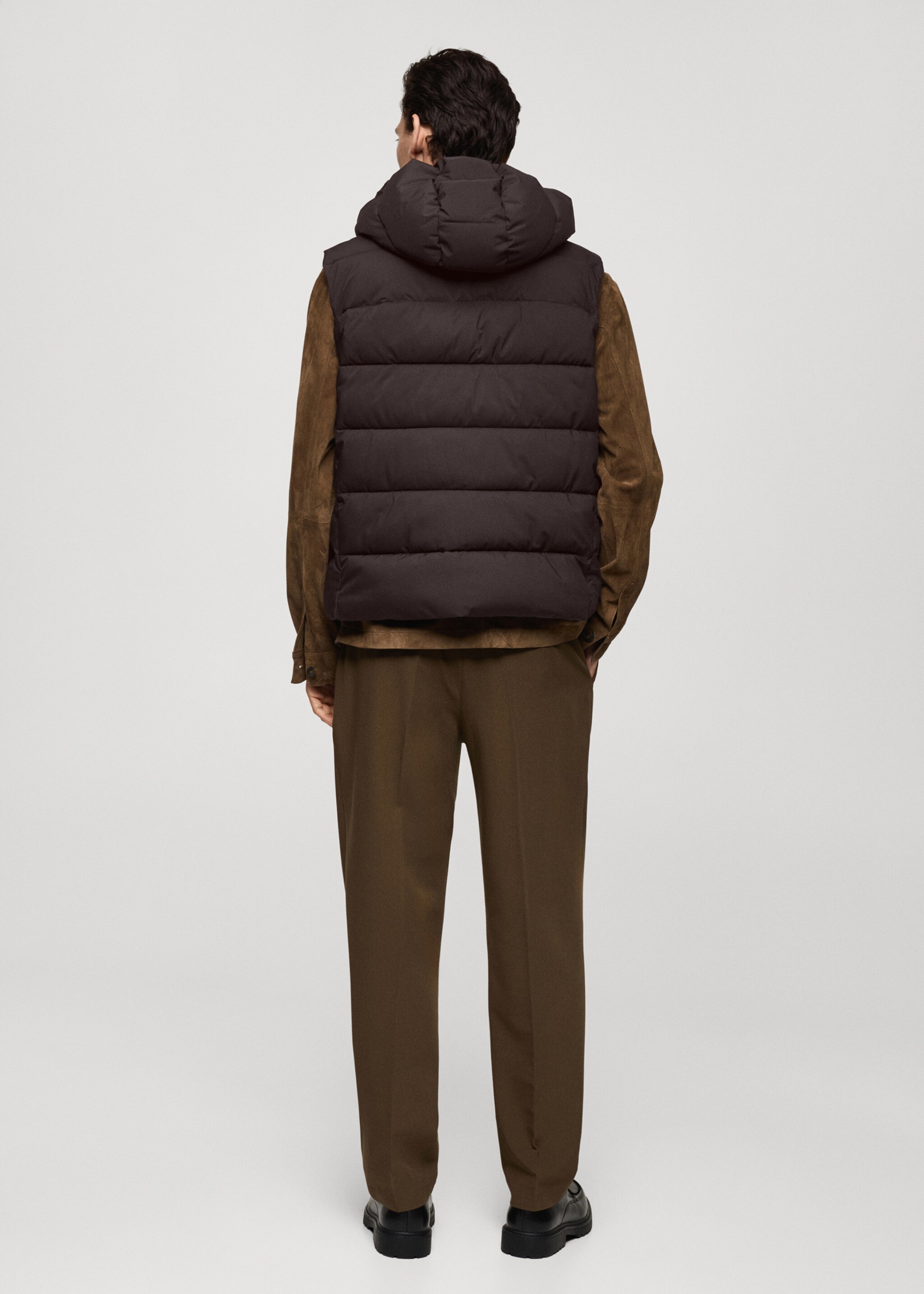 Water-repellent quilted gilet - Reverse of the article, Brown. Ref: 77047911-00.