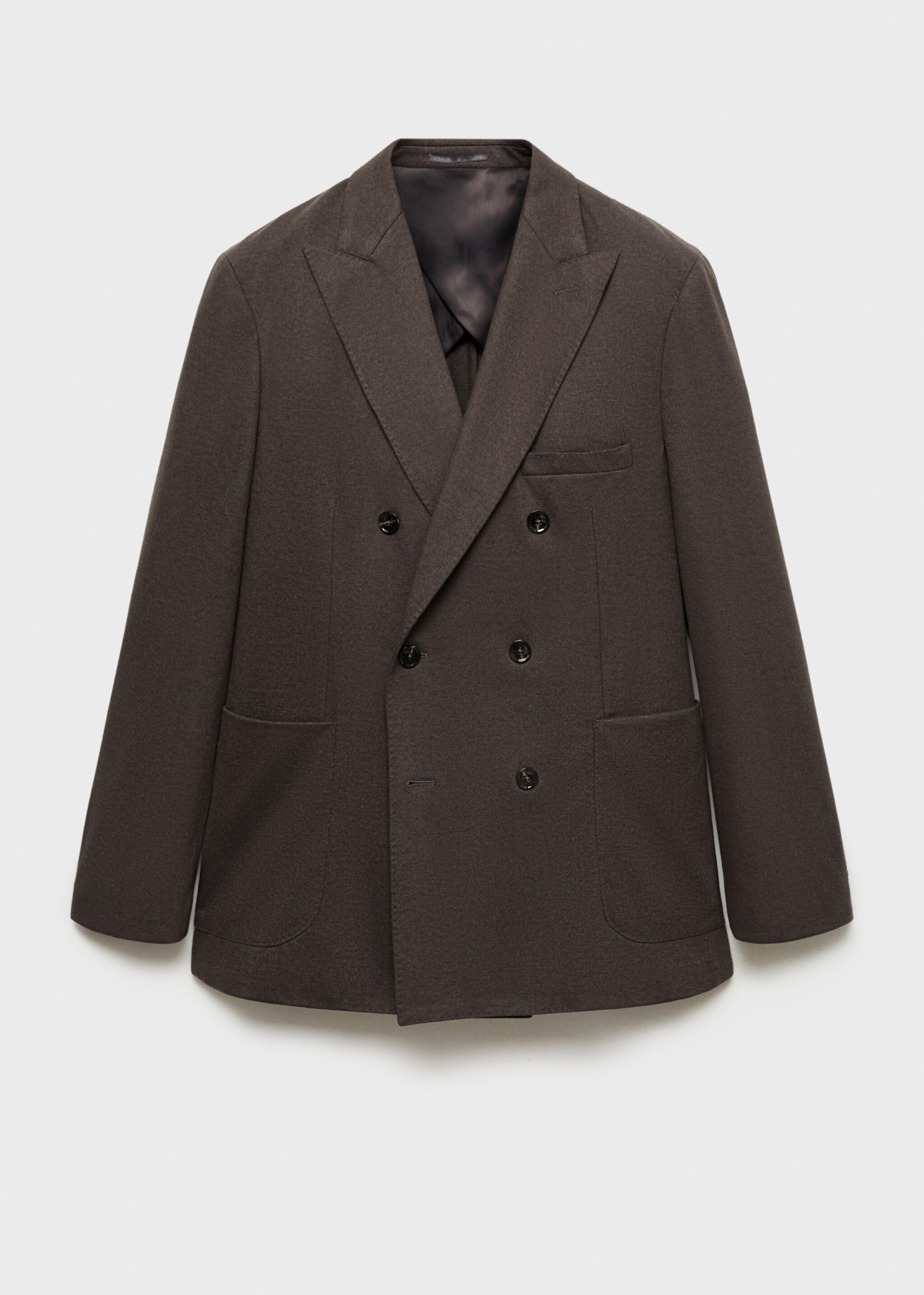 Veste croisée flanelle laine vierge - Article sans modèle, Marron. Ref: 77047918-00.