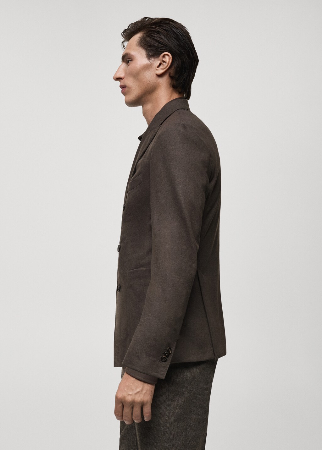 Flannel virgin wool double-breasted jacket - Men | MANGO OUTLET USA