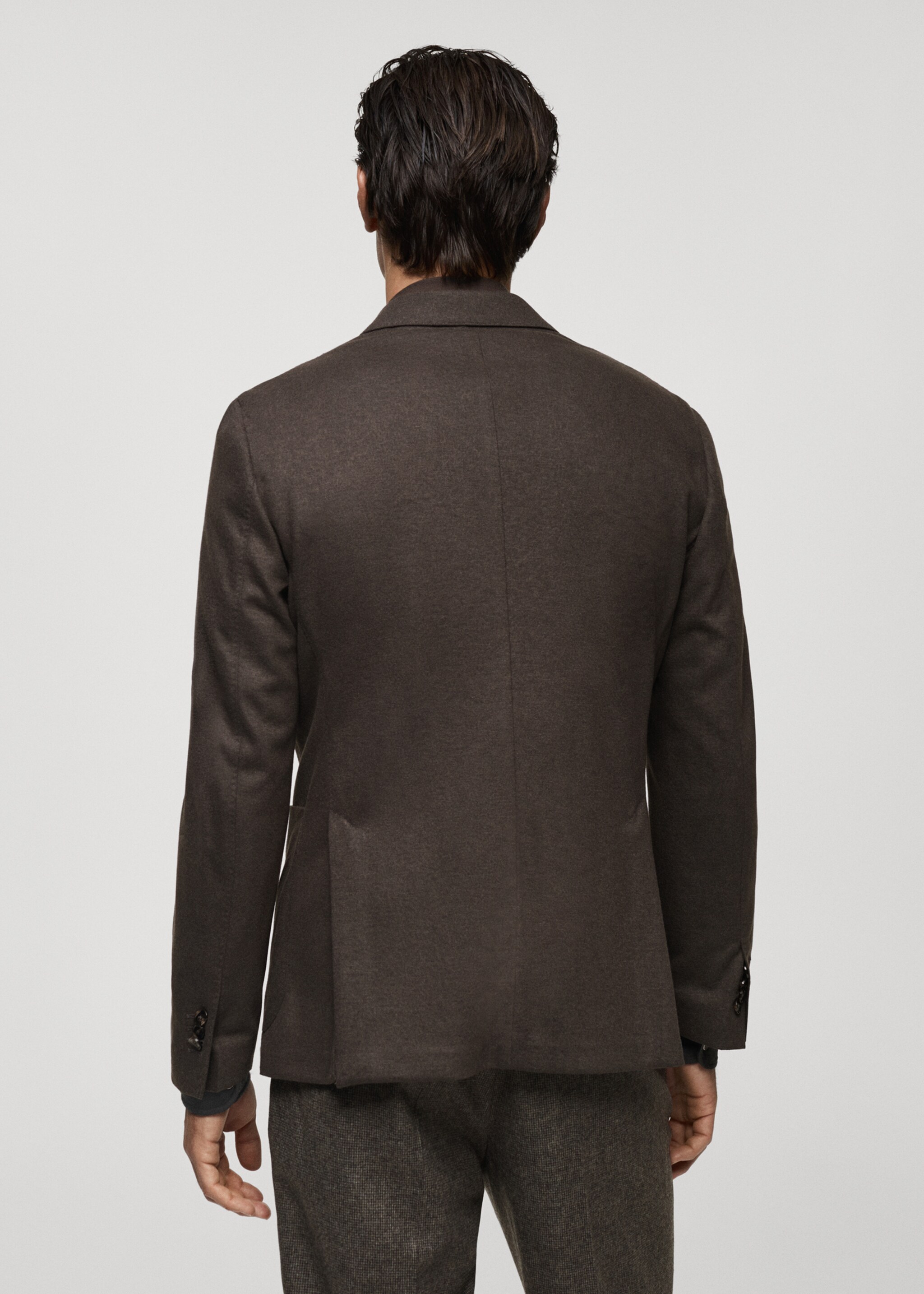 Veste croisée flanelle laine vierge - Verso de l’article, Marron. Ref: 77047918-00.