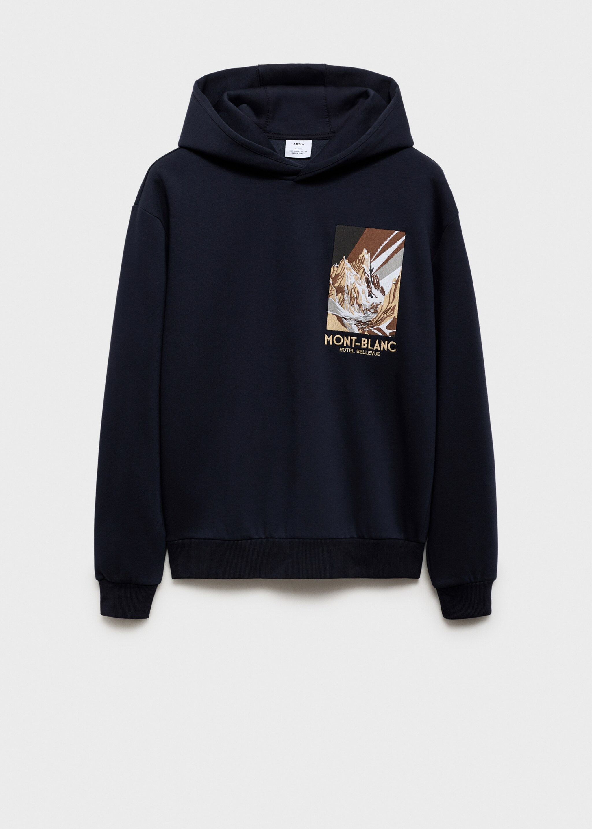 Baumwoll-Sweatshirt mit kombiniertem Printmuster - Artikel ohne Model, Dunkles Marineblau. Ref: 77047923-00.