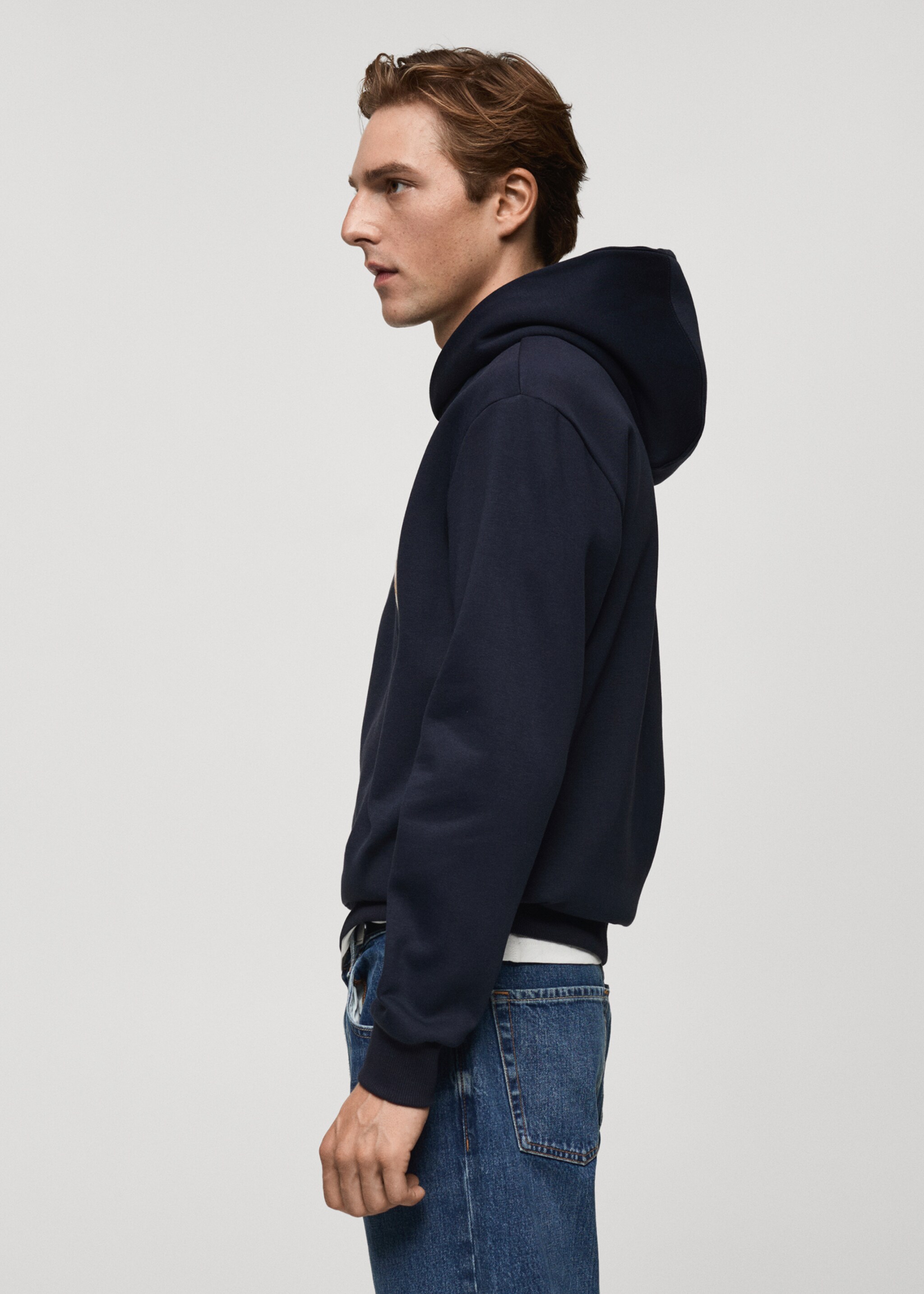 Baumwoll-Sweatshirt mit kombiniertem Printmuster - Detail des Artikels 2, Dunkles Marineblau. Ref: 77047923-00.