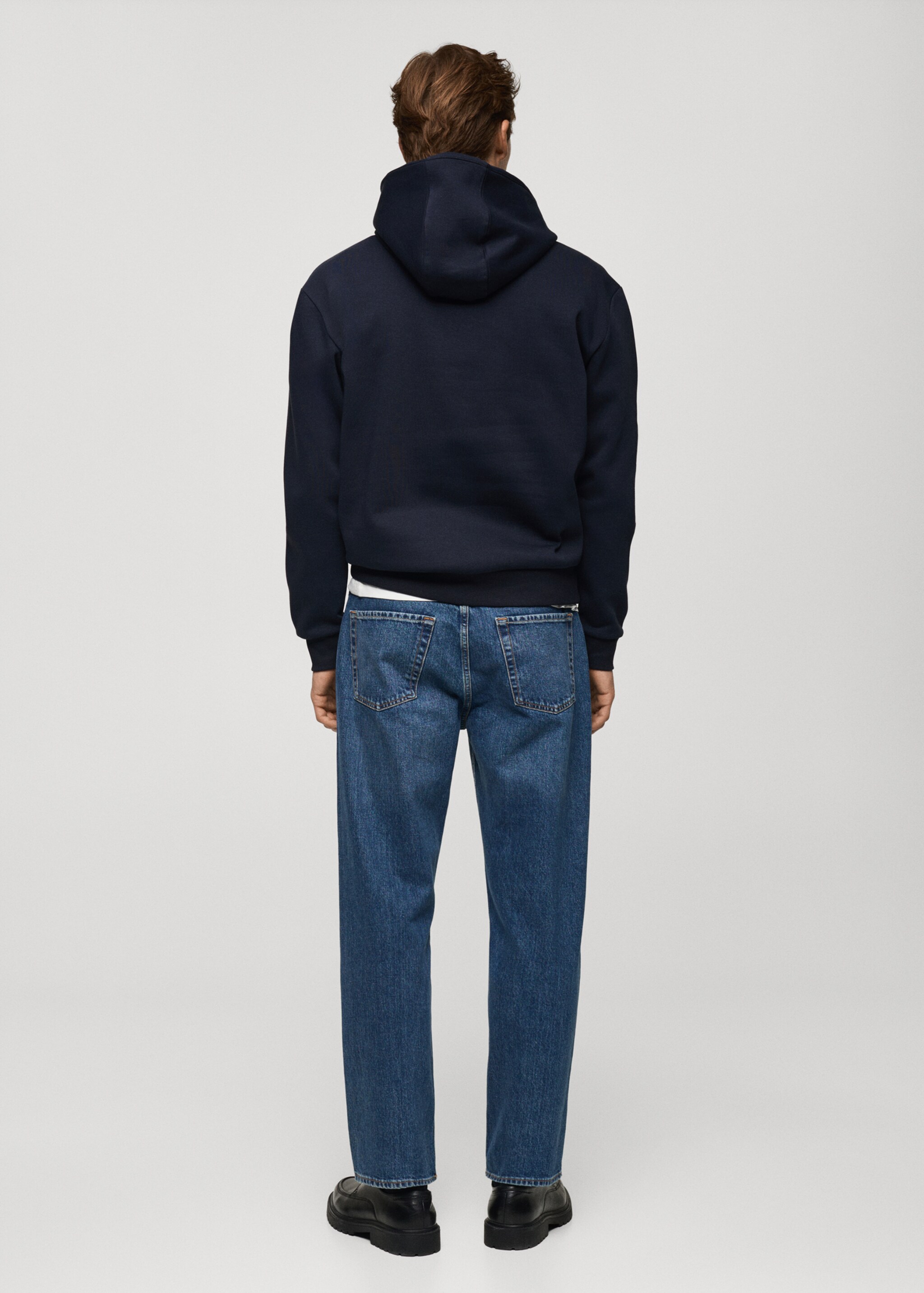 Baumwoll-Sweatshirt mit kombiniertem Printmuster - Rückseite des Artikels, Dunkles Marineblau. Ref: 77047923-00.
