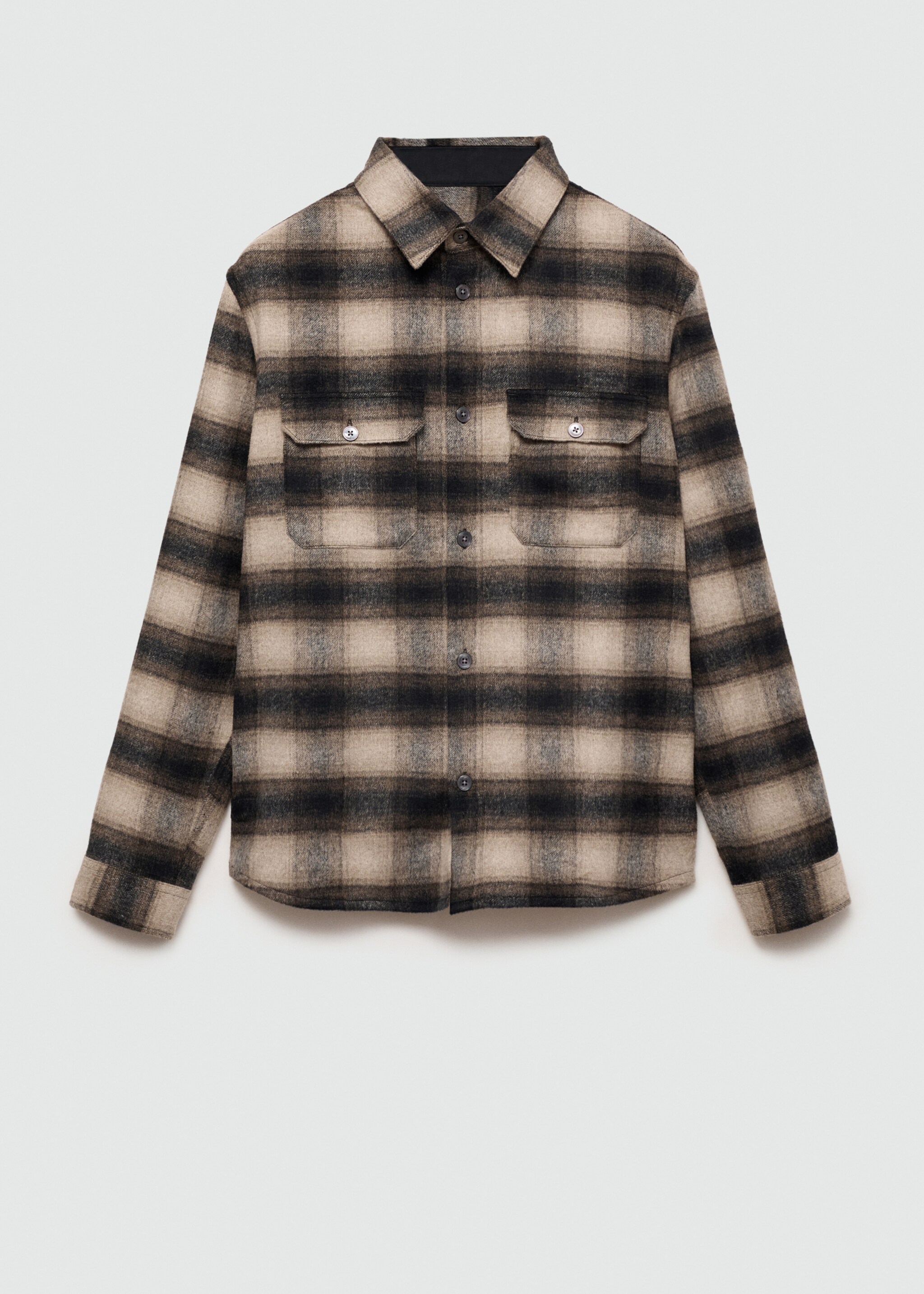 Check wool overshirt - Article without model, Dark Navy. Ref: 77047924-00.