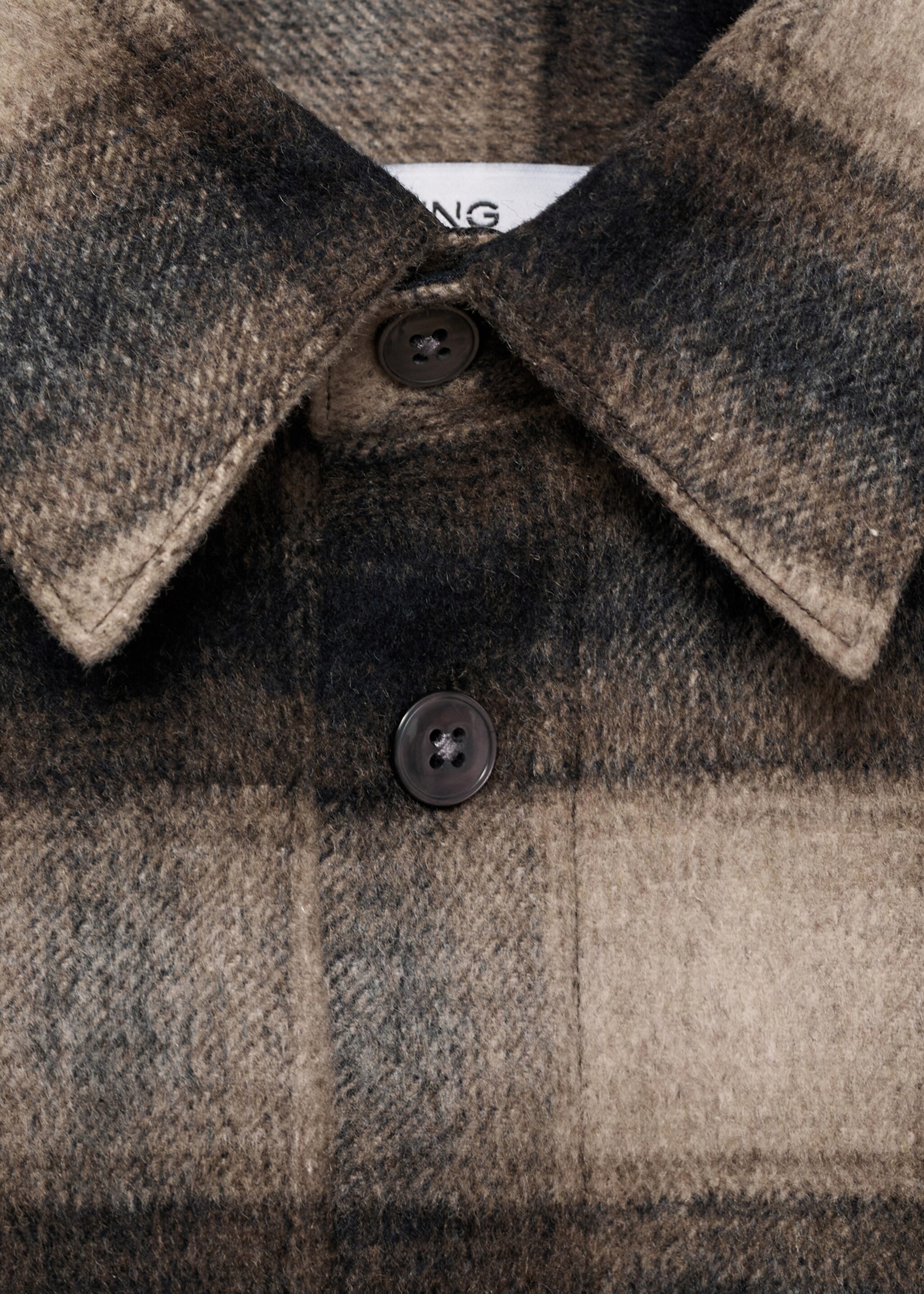 Check wool overshirt - Details of the article 8, Dark Navy. Ref: 77047924-00.