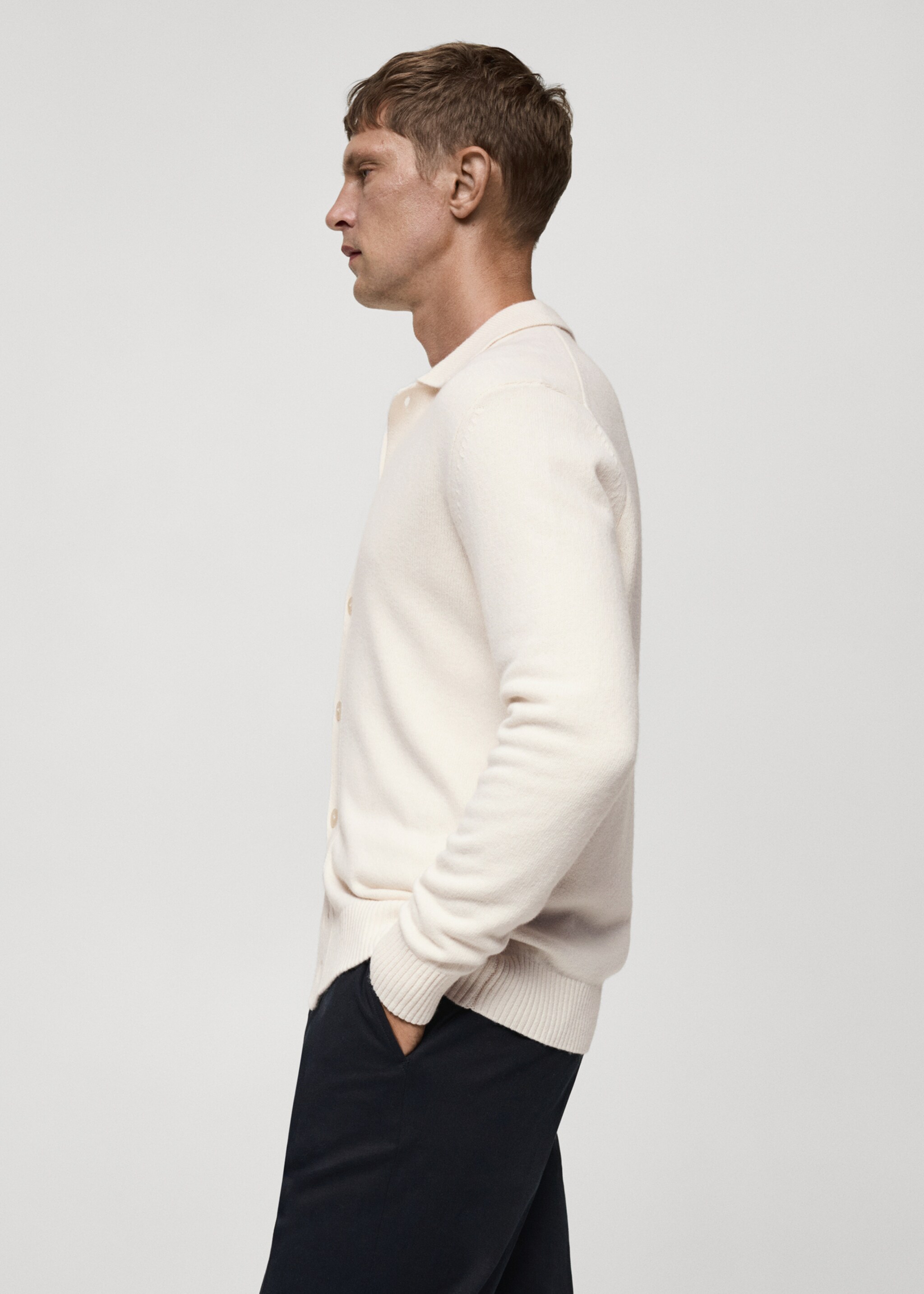 Rib-knit wool cardigan - Details of the article 2, Off White. Ref: 77047928-00.