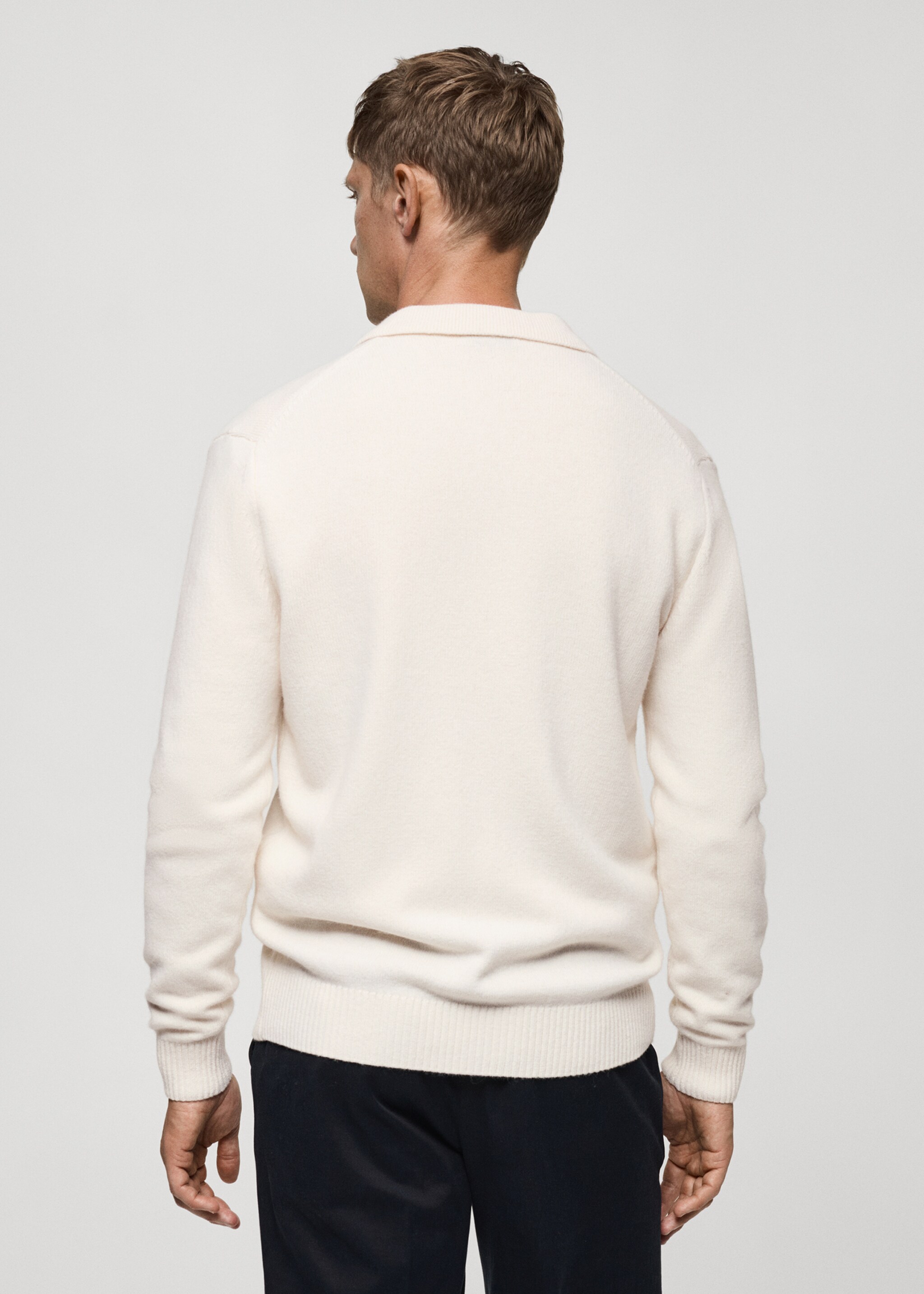 Rib-knit wool cardigan - Reverse of the article, Off White. Ref: 77047928-00.