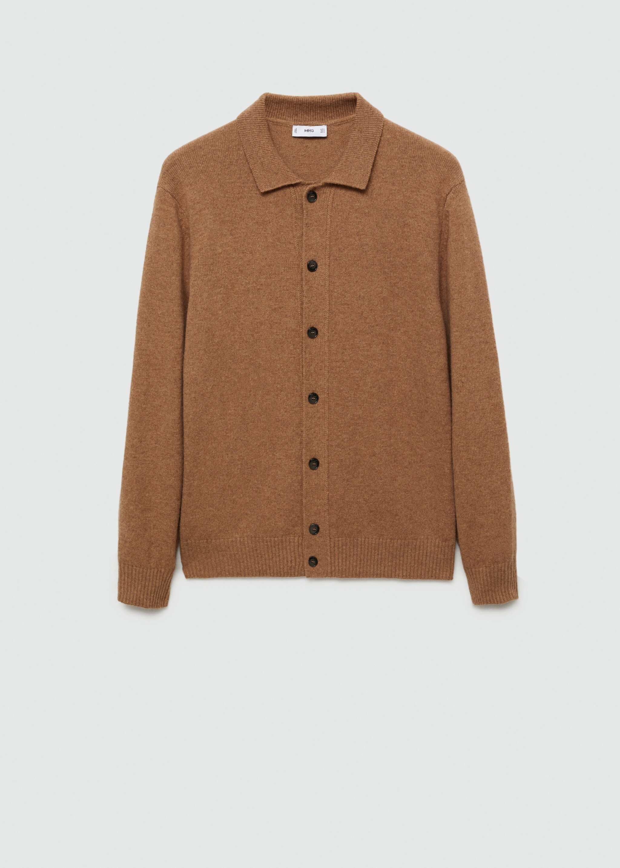 Rib-knit wool cardigan - Article without model, Medium Brown. Ref: 77047928-00.