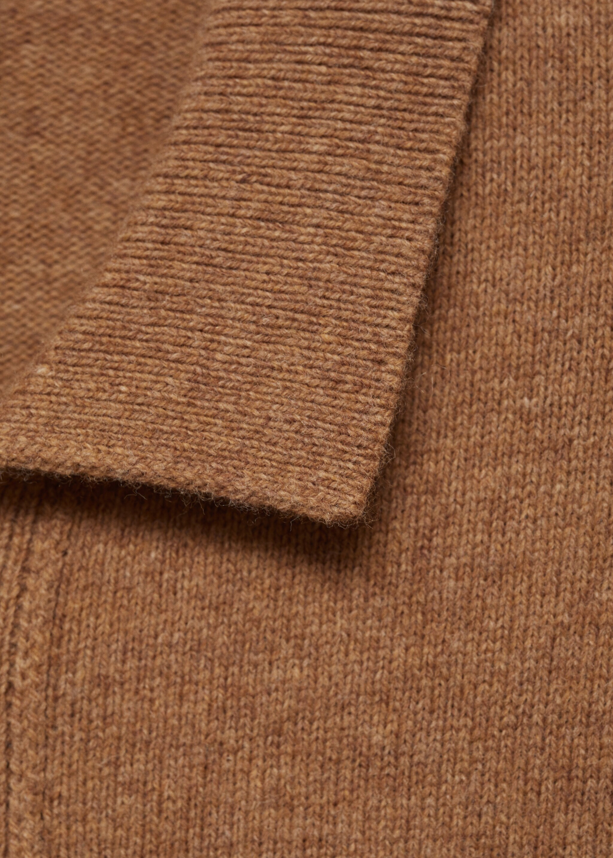 Rib-knit wool cardigan - Details of the article 8, Medium Brown. Ref: 77047928-00.