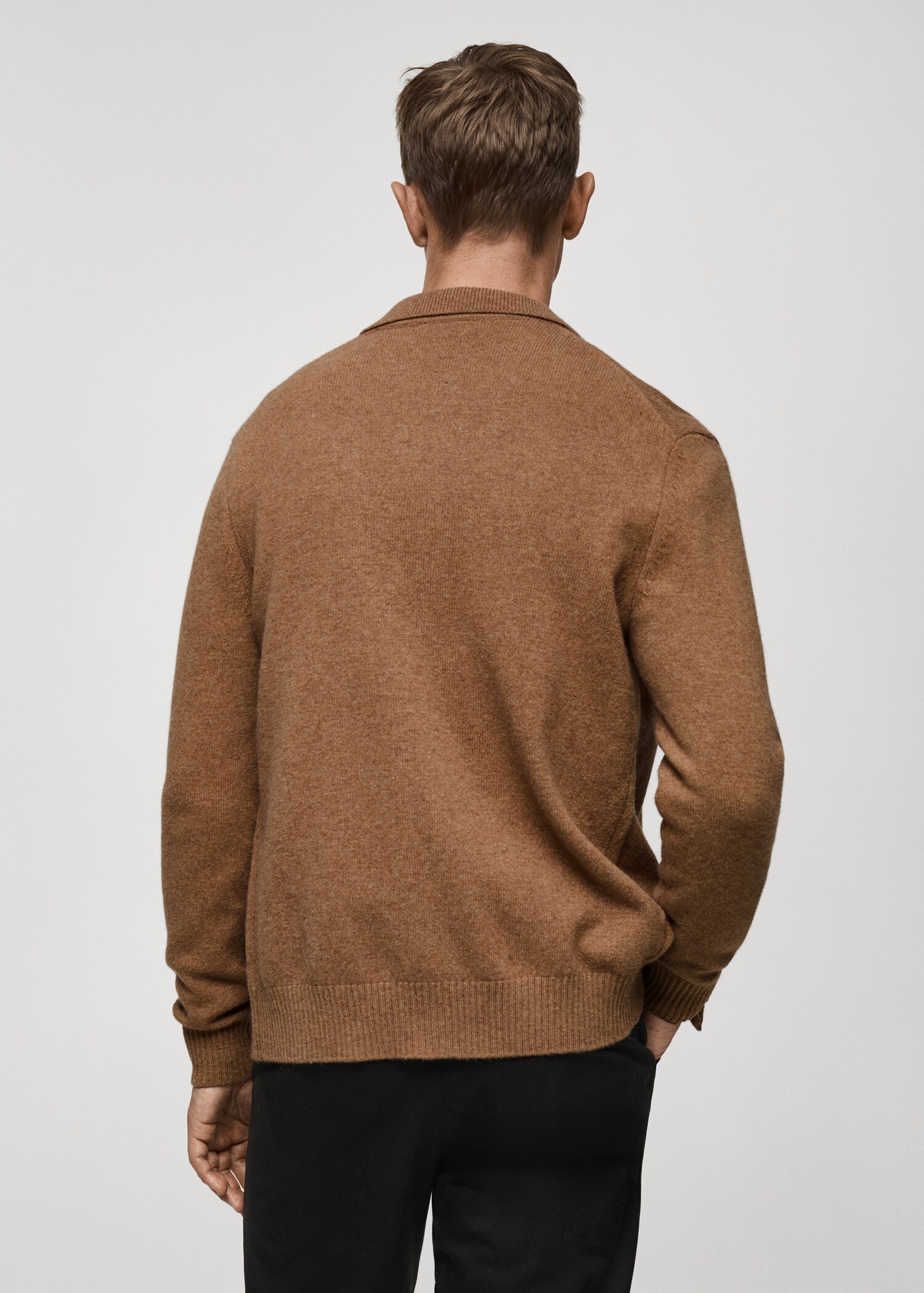 Rib-knit wool cardigan - Reverse of the article
