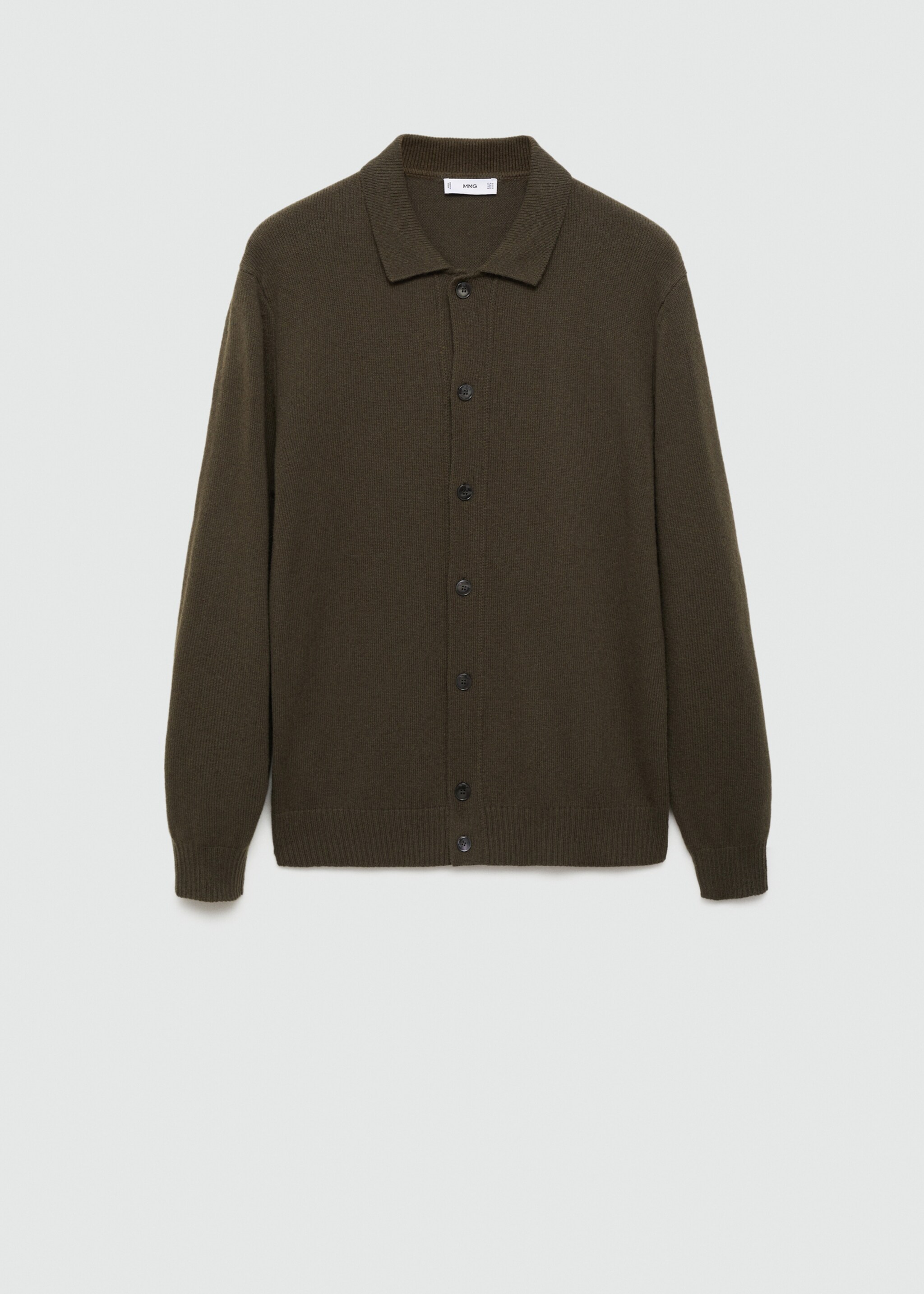 Rib-knit wool cardigan - Article without model, Khaki. Ref: 77047928-00.