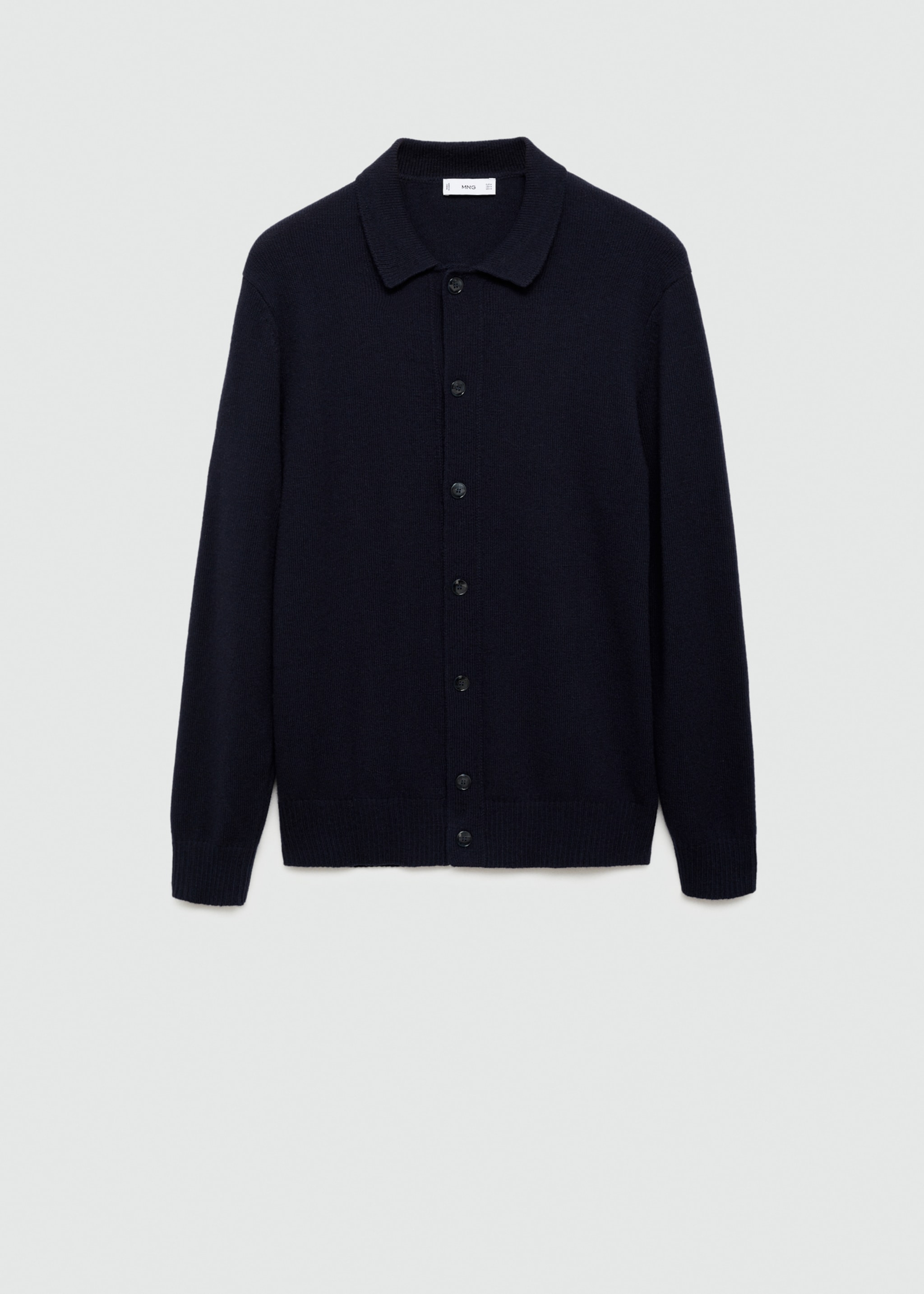 Rib-knit wool cardigan - Article without model, Dark Navy. Ref: 77047928-00.