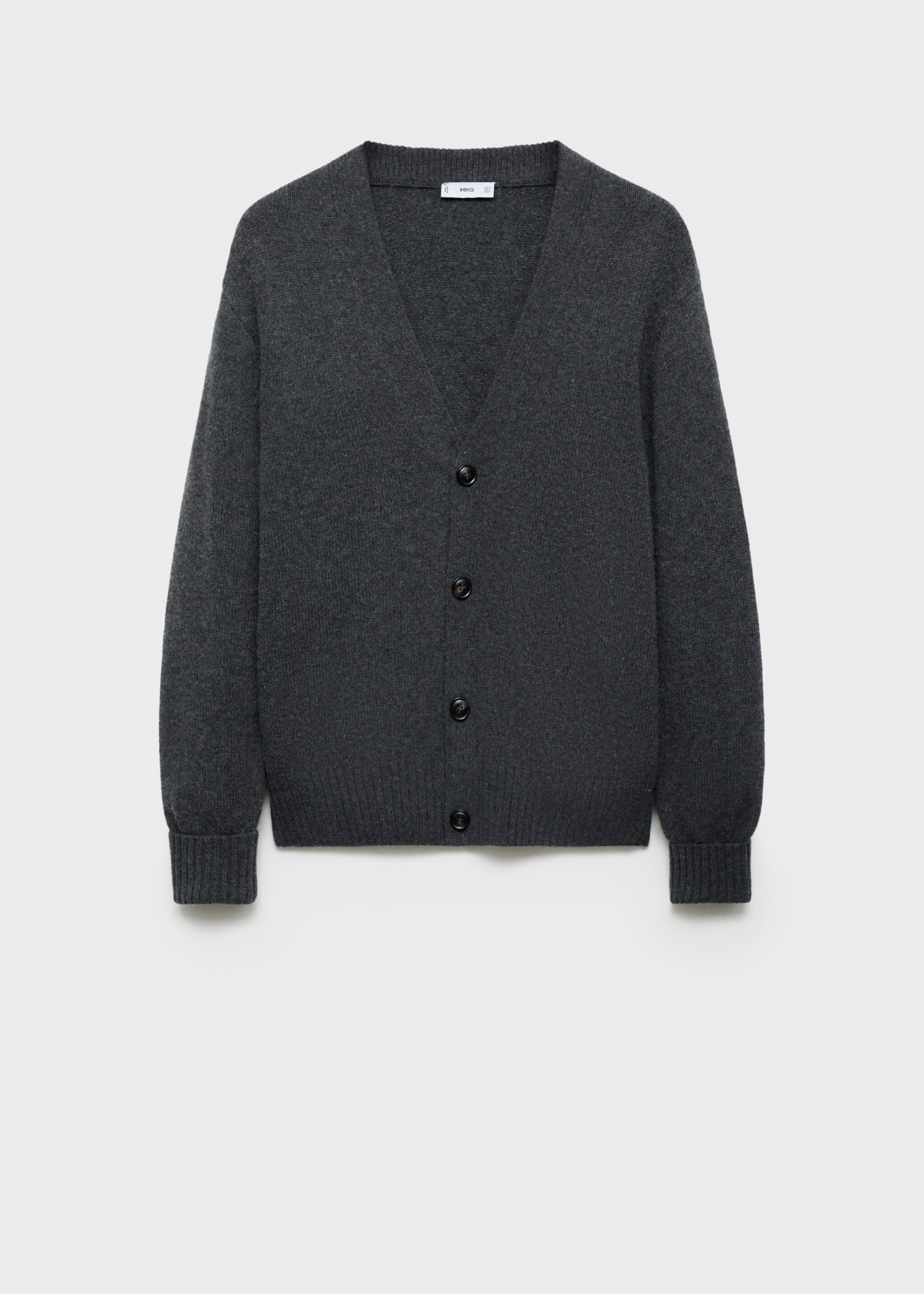 Cardigan lana maglia media - Articolo senza modello, Grigio antracite. Ref: 77047929-00.