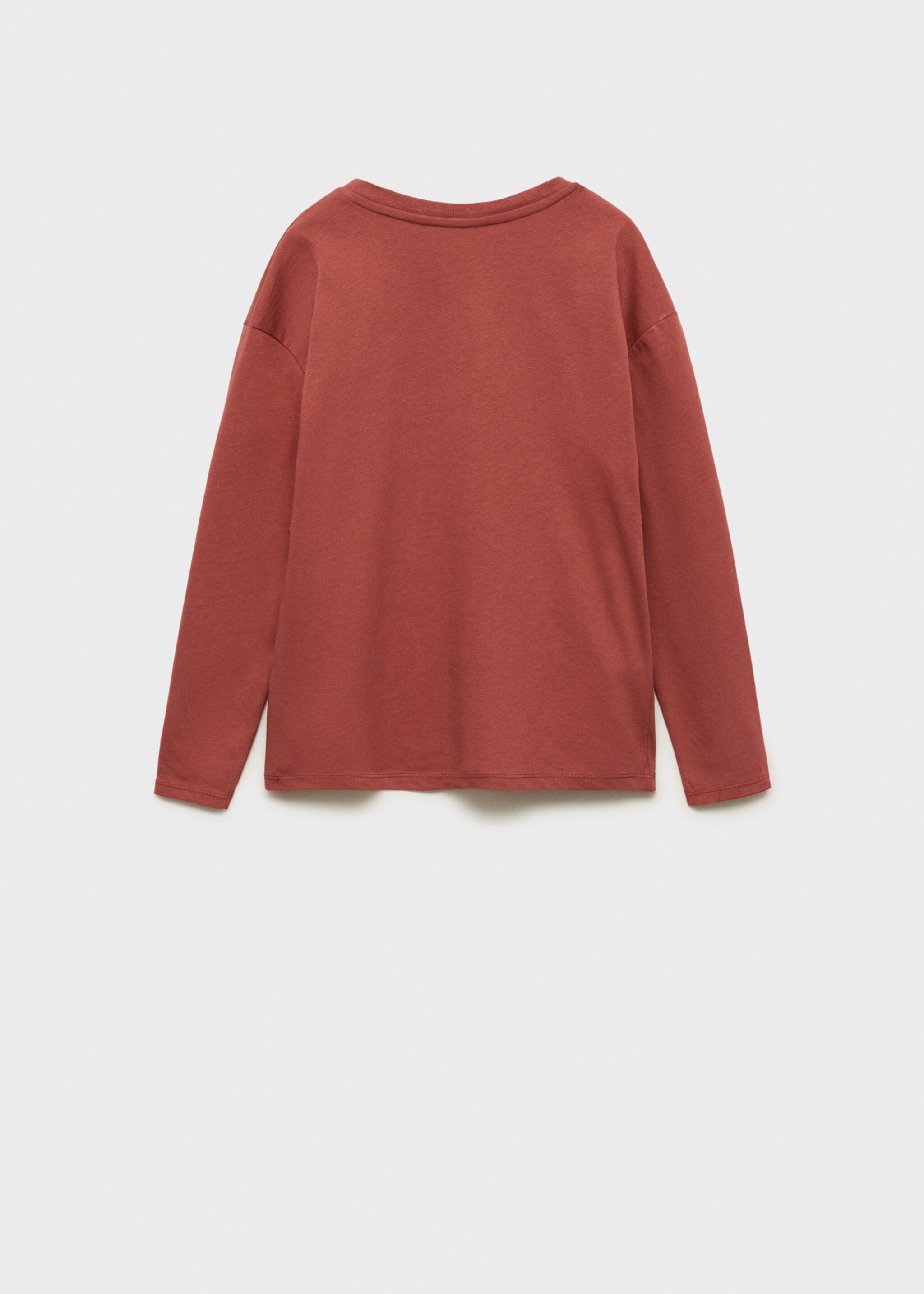 Printed detail T-shirt - Reverse of the article, Cherry. Ref: 77047935-00.