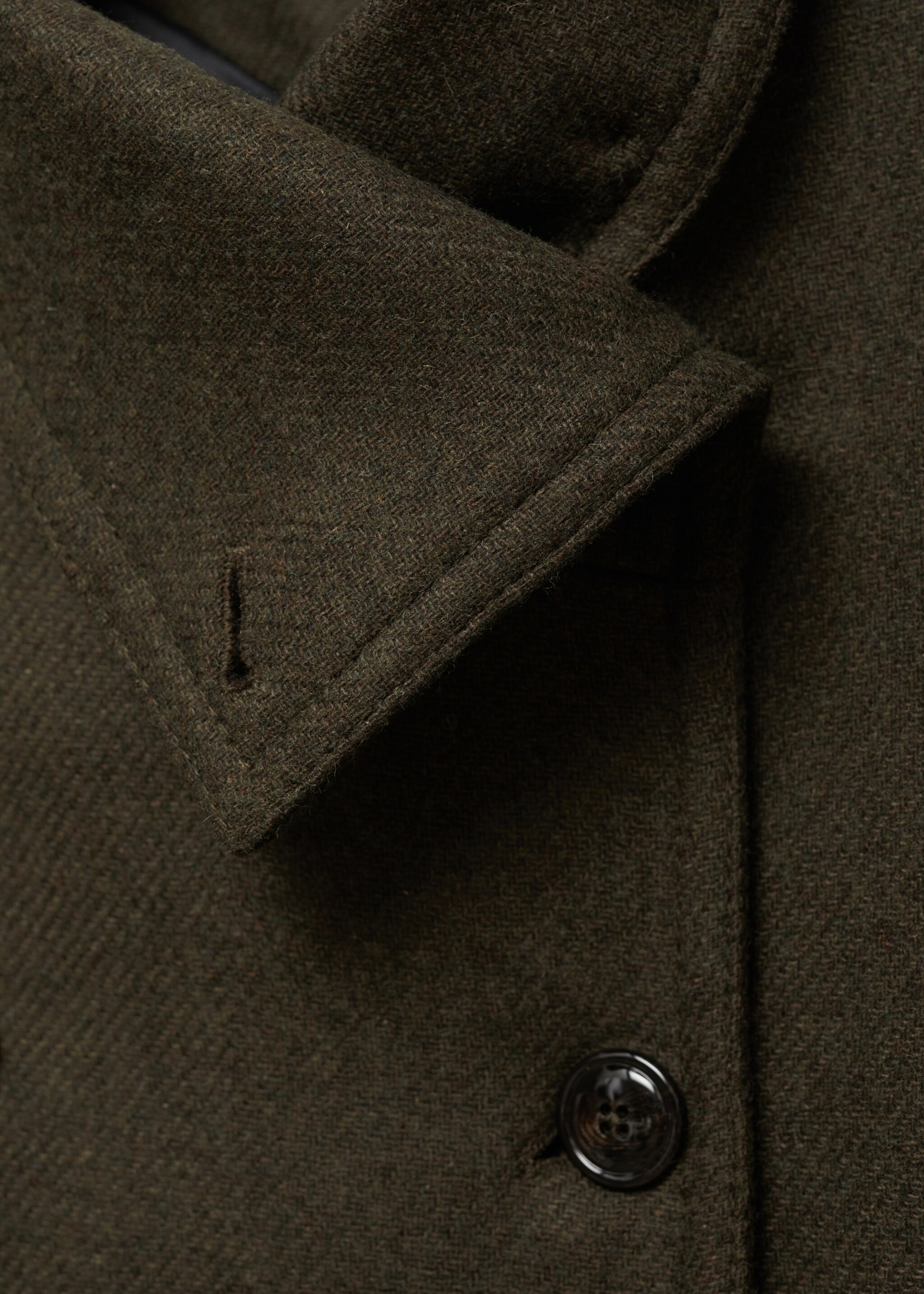 Double-breasted wool coat - Details of the article 8, Khaki. Ref: 77047939-00.