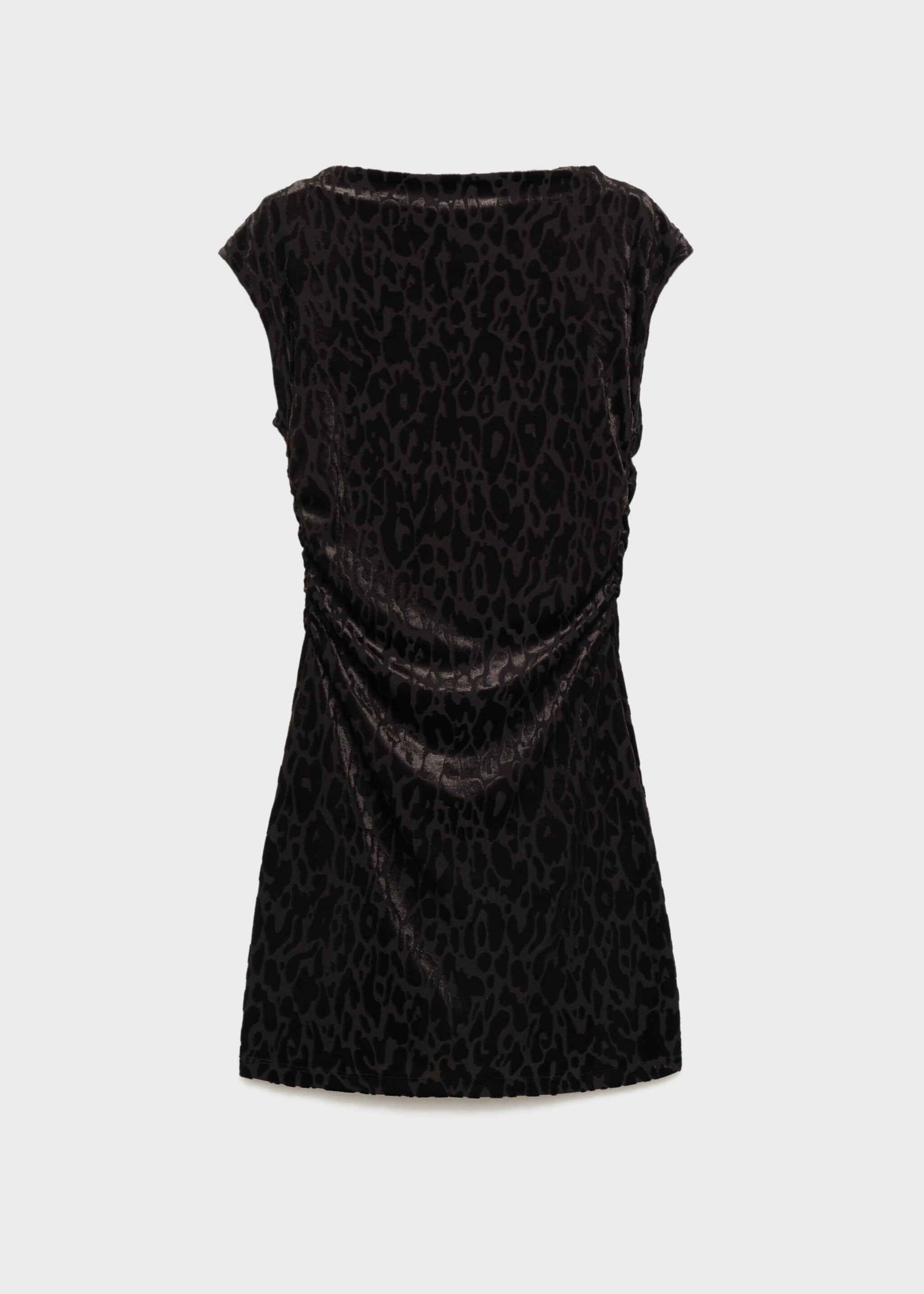 Short velvet leopard-print dress - Article without model, Black. Ref: 77048267-00.