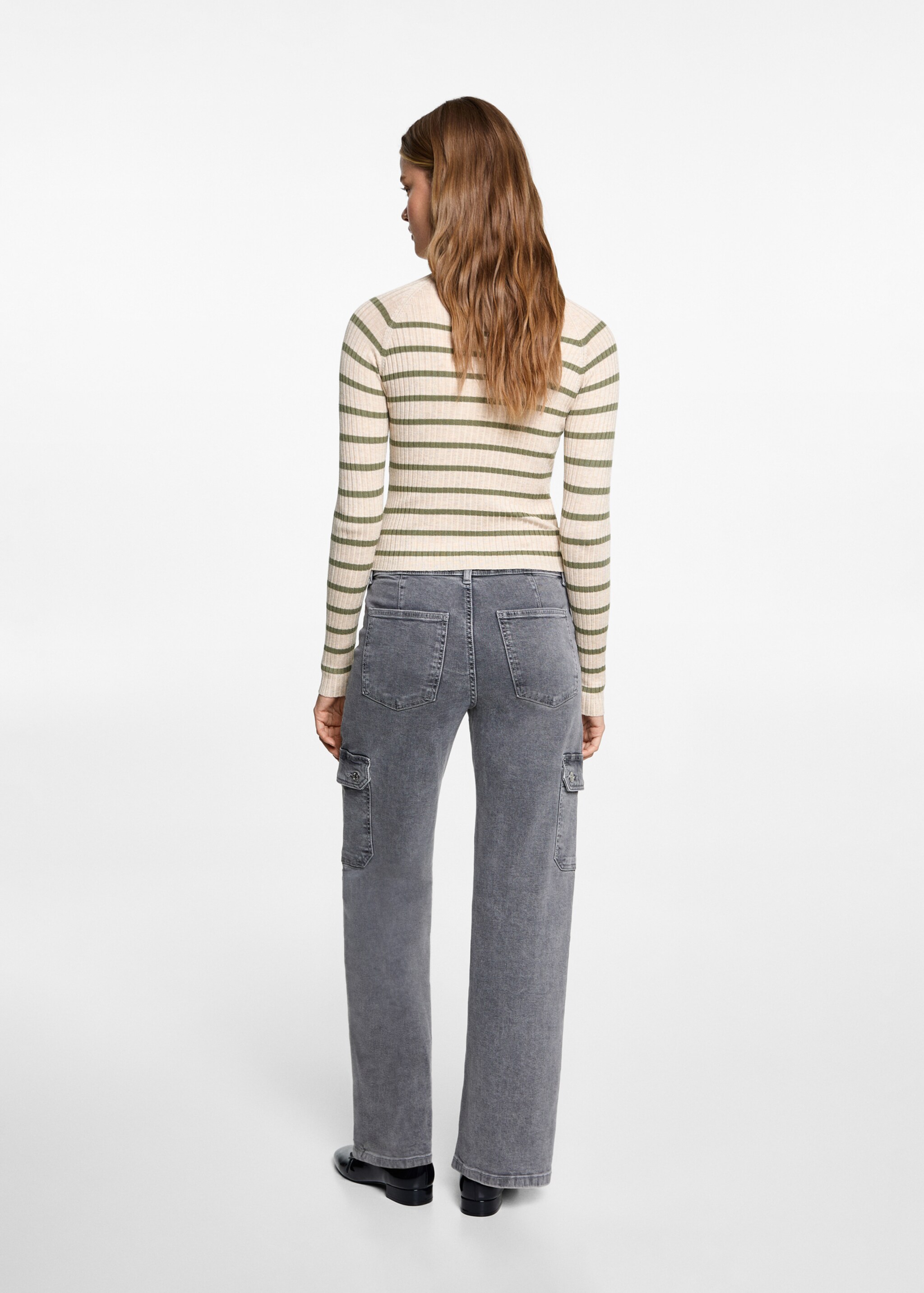 Turtleneck ribbed sweater - Reverse of the article, Sand. Ref: 77048273-00.