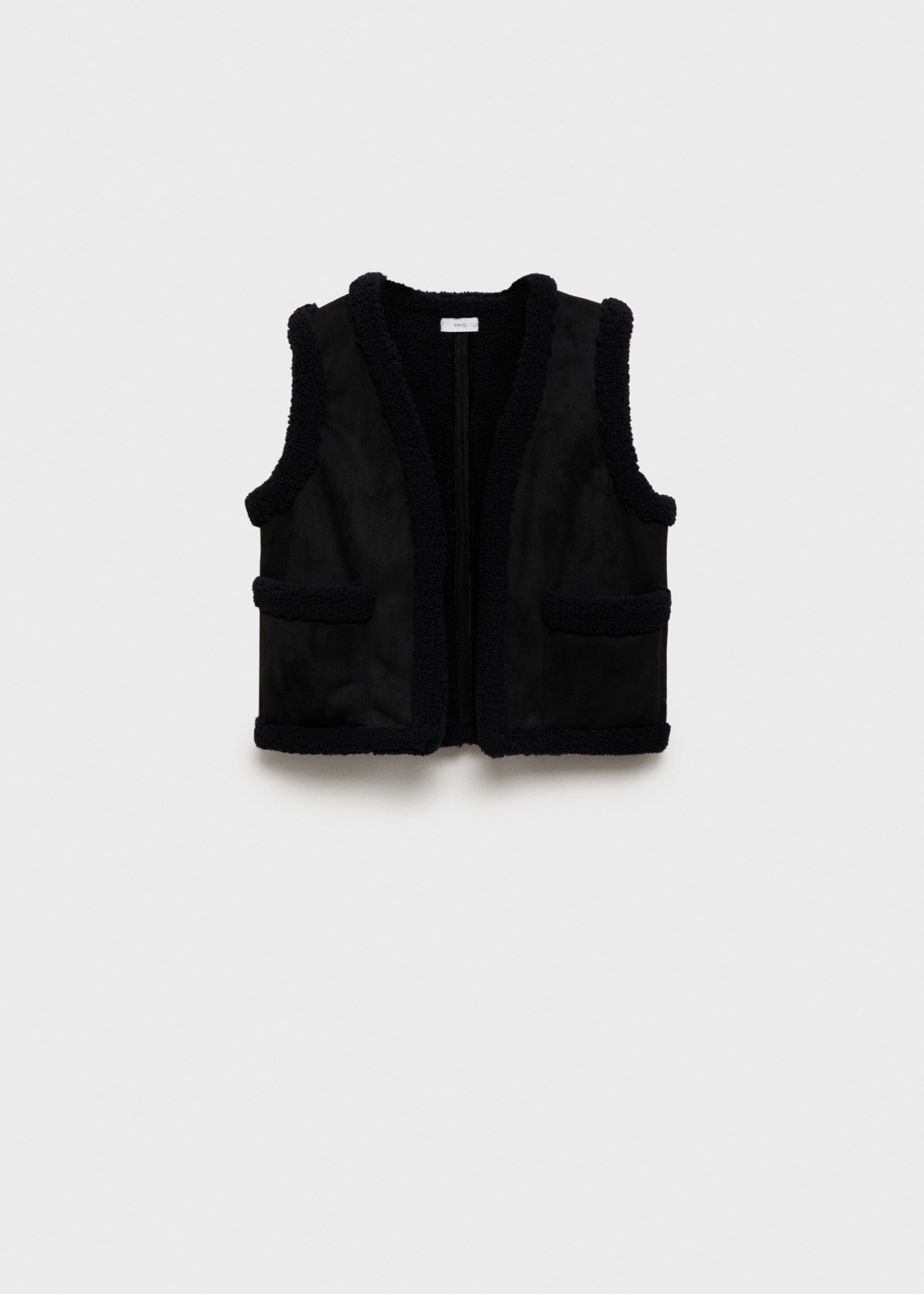 Combined shearling-effect gilet - Article without model, Black. Ref: 77048278-00.