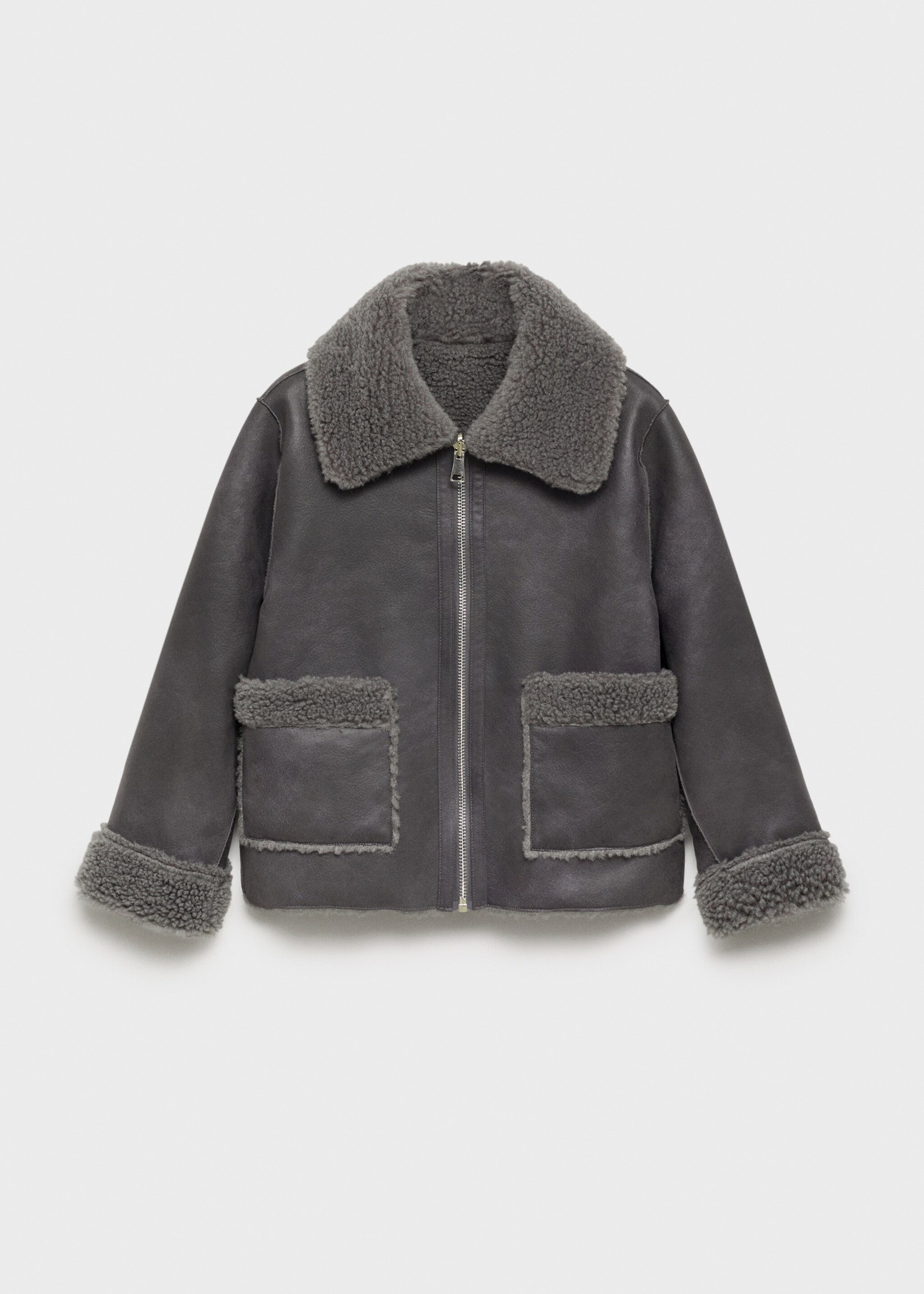 Jacke mit Futter in Lammfelloptik - Artikel ohne Model, Anthrazit. Ref: 77048281-00.