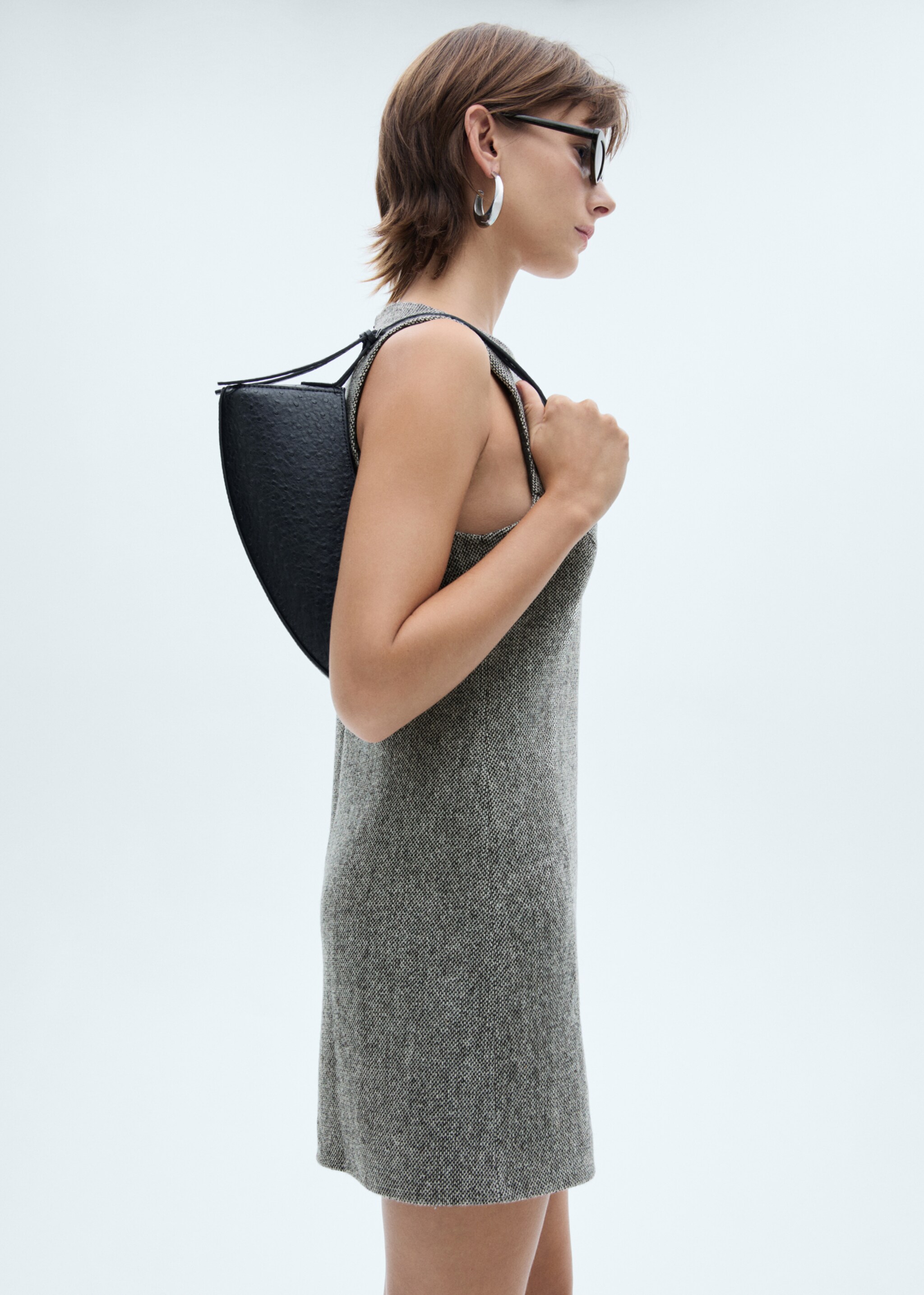Vestito lana dettaglio fibbia - Piano medio, Grigio. Ref: 77048282-00.