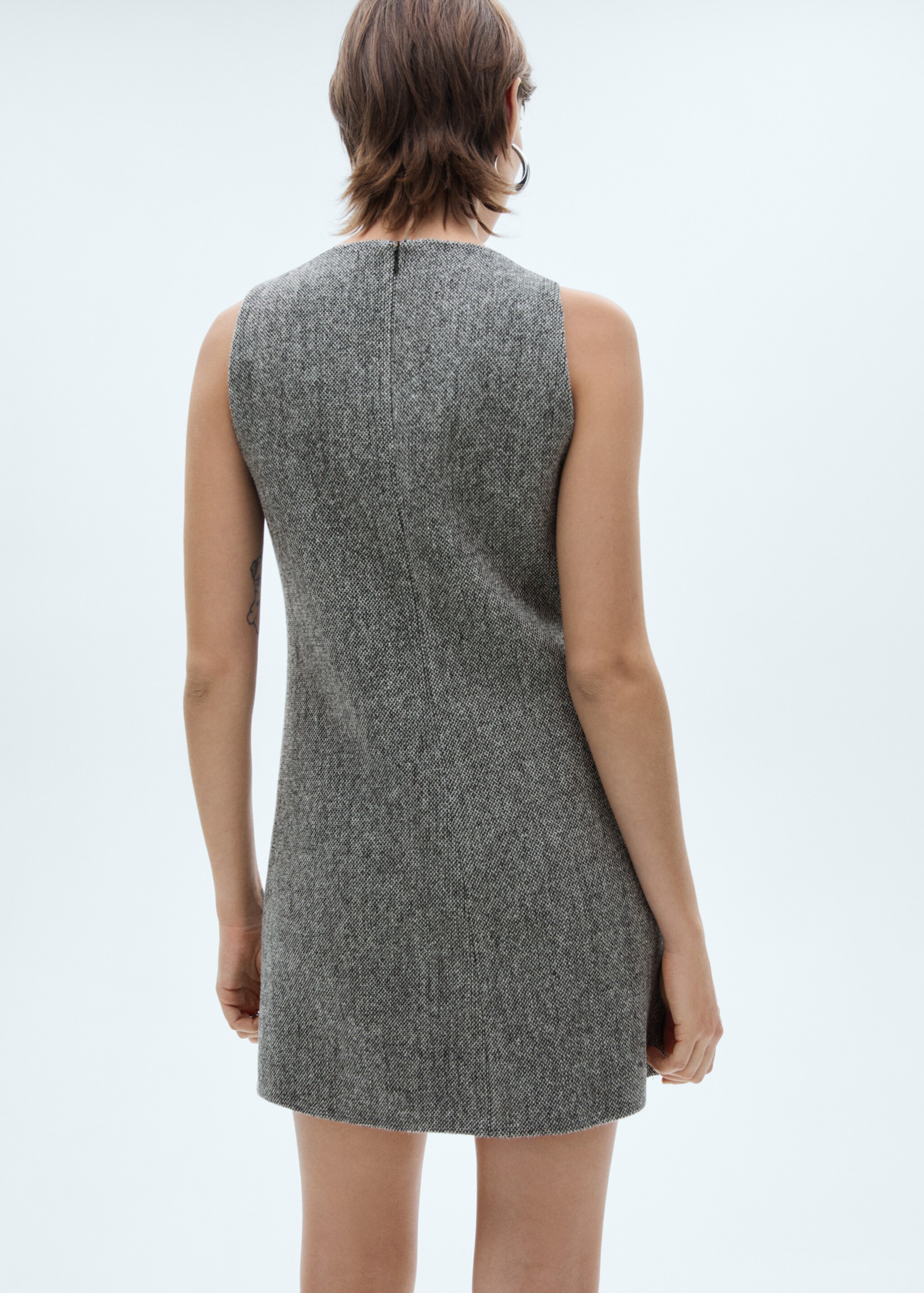 Vestito lana dettaglio fibbia - Retro dell'articolo, Grigio. Ref: 77048282-00.
