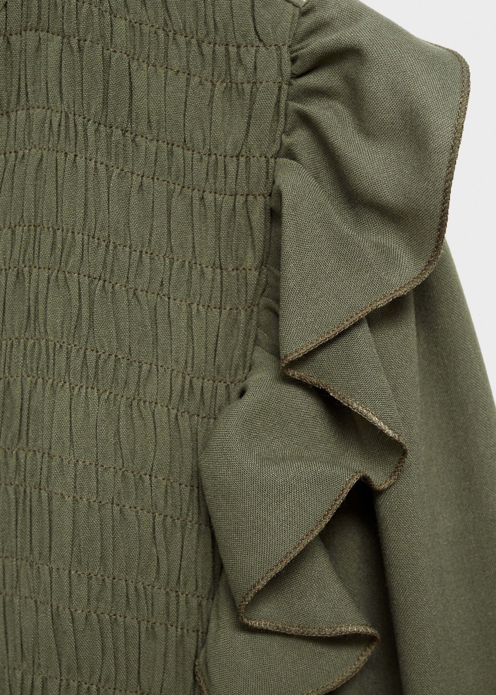 Blusa fruncida volantes - Detalle del artículo 0, Khaki. Ref: 77048286-00.