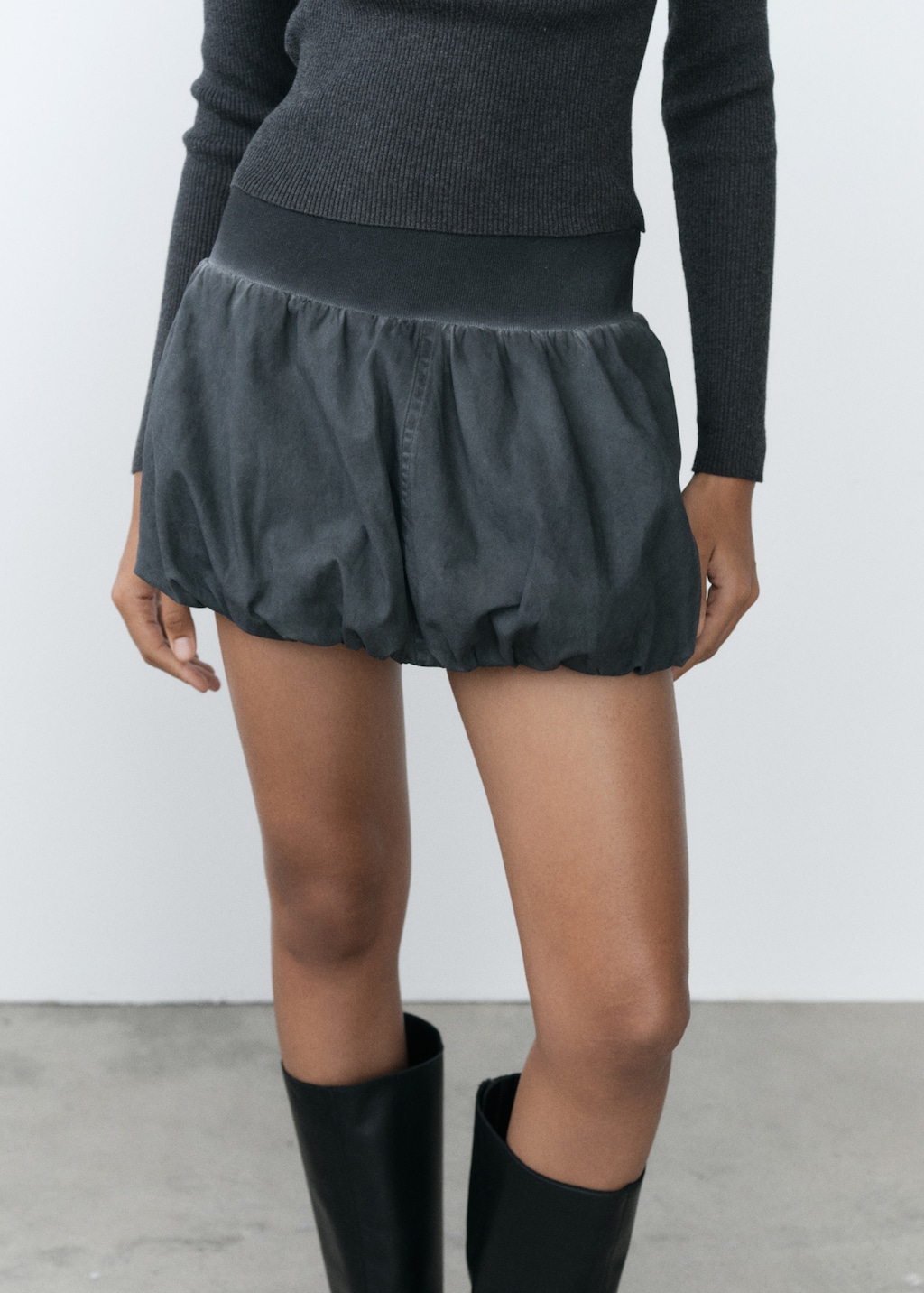 Washed-effect balloon mini-skirt - Women | MANGO OUTLET USA