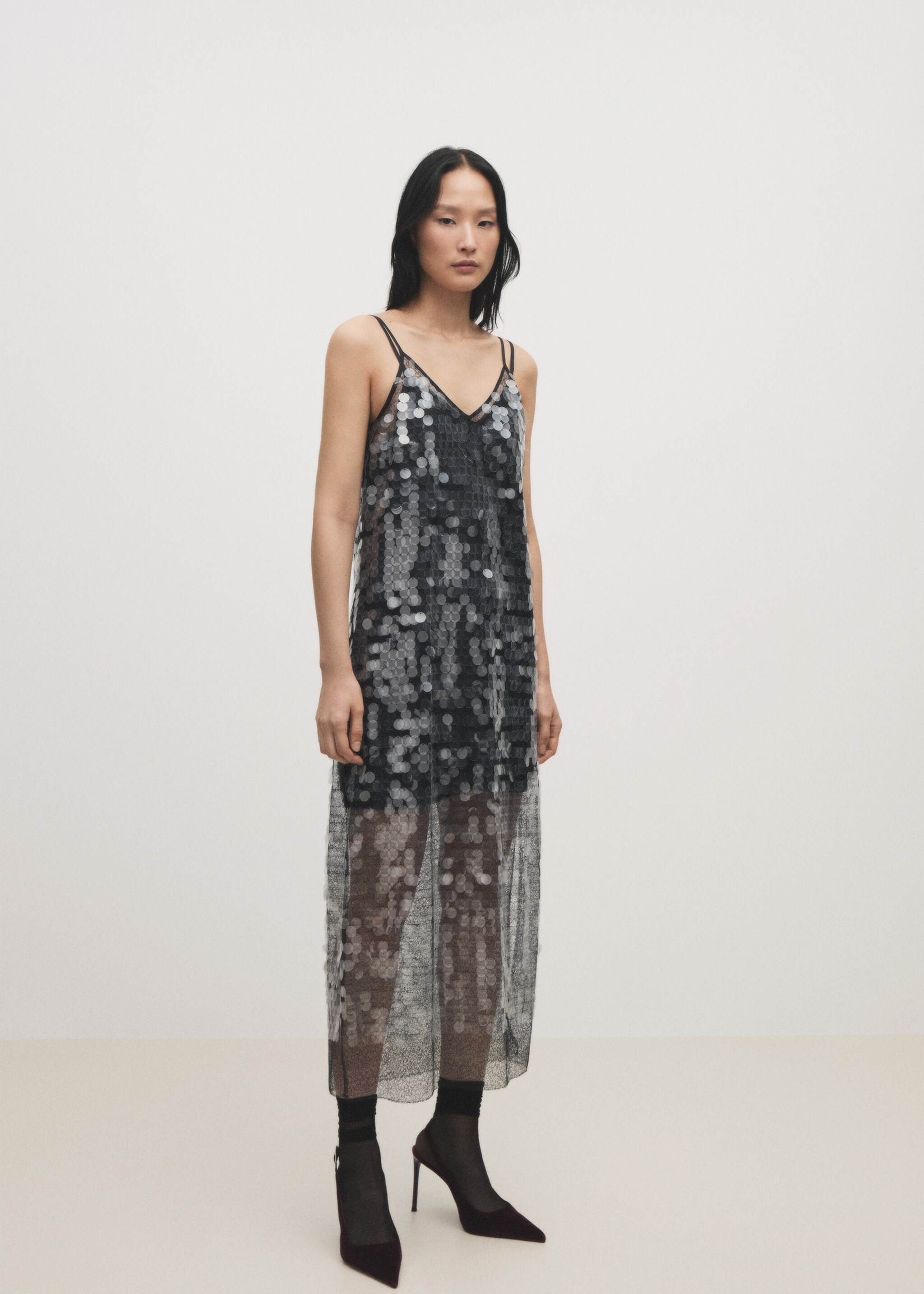 Robe disques semi-transparente - Détail de l'article 7, Gris. Ref: 77049056-00.