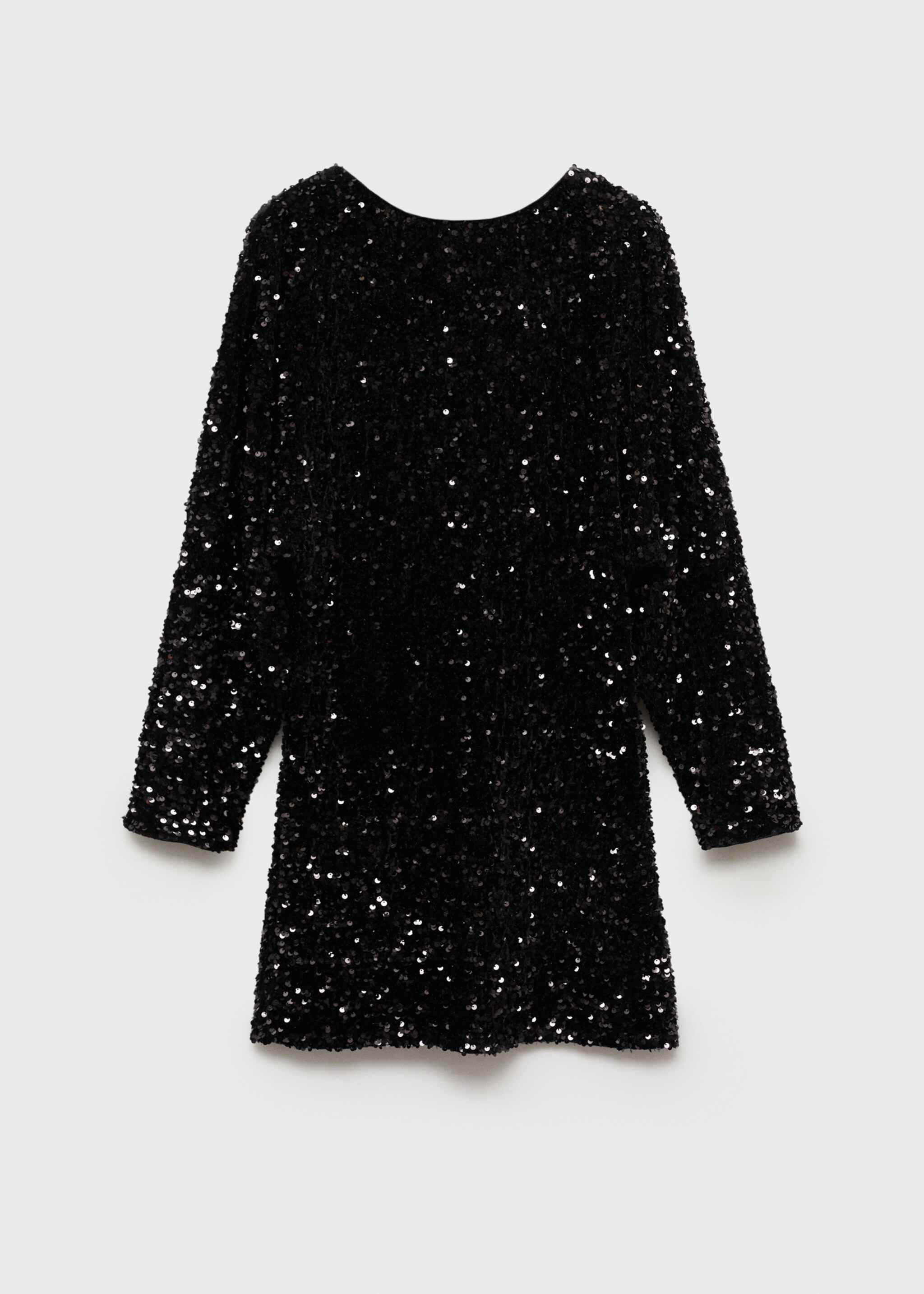 Puffed sleeves sequined dress - Article without model, Black. Ref: 77049059-00.
