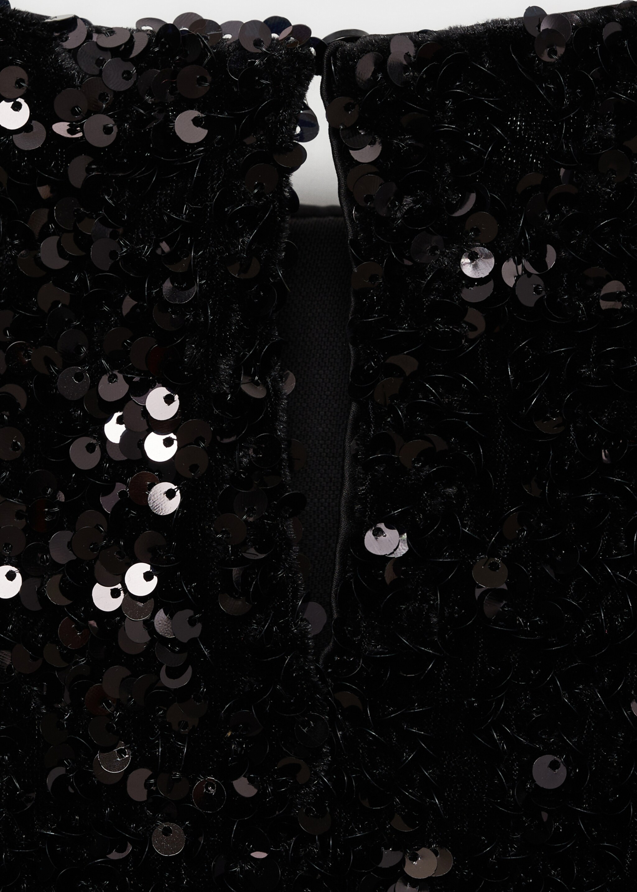 Puffed sleeves sequined dress - Details of the article 8, Black. Ref: 77049059-00.