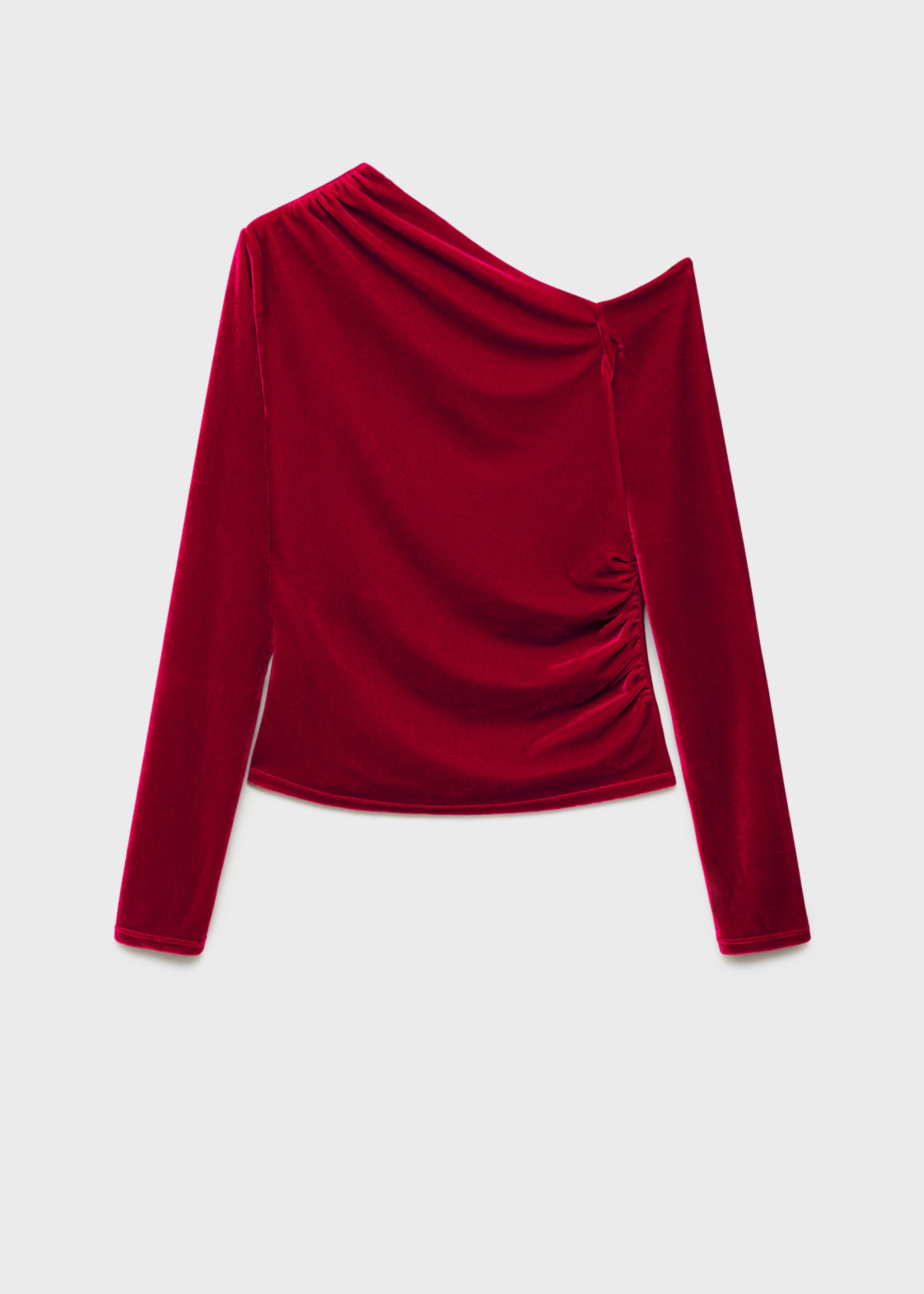 Asymmetric velvet top - Article without model, Red. Ref: 77049060-00.