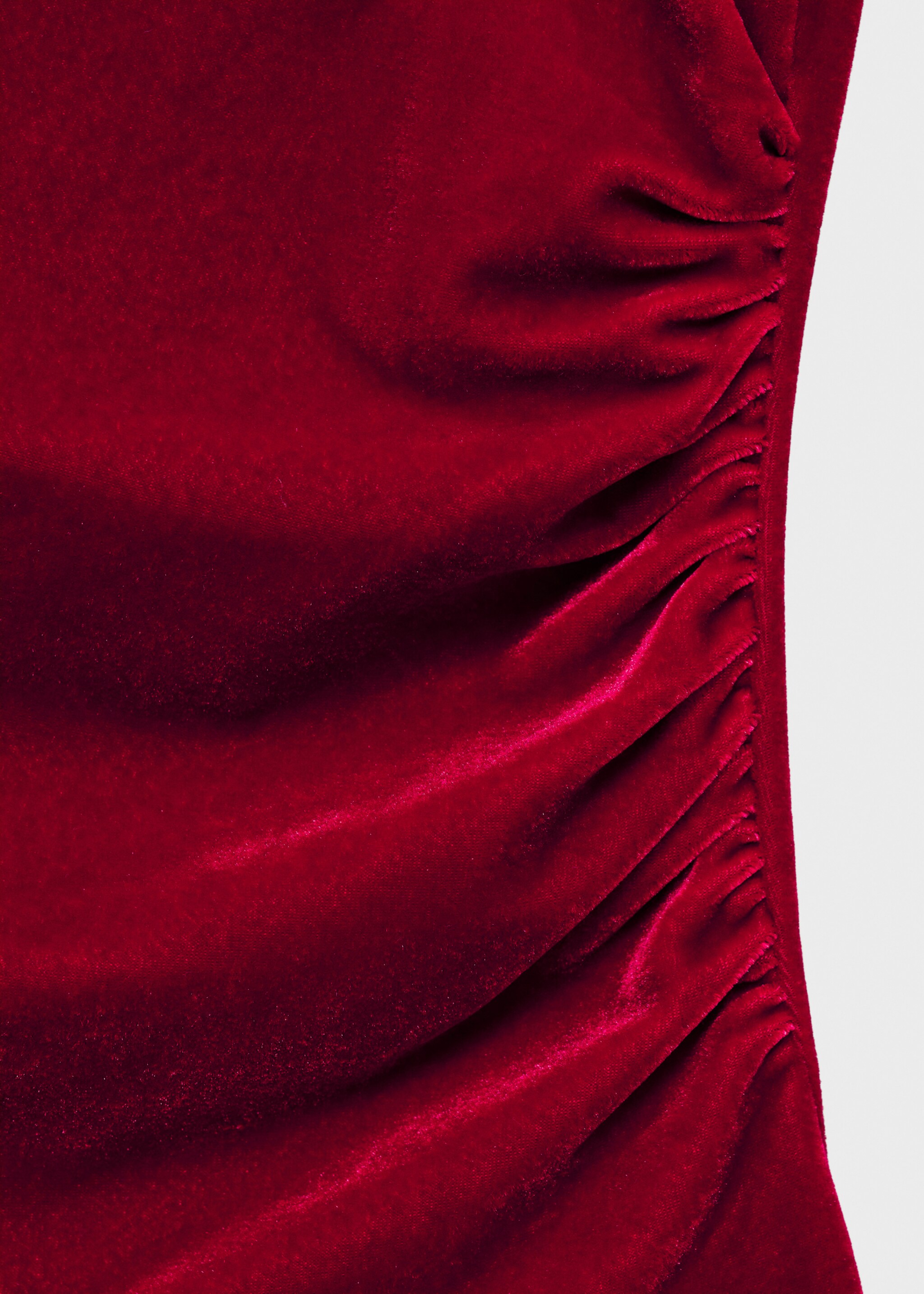 Asymmetric velvet top - Details of the article 0, Red. Ref: 77049060-00.