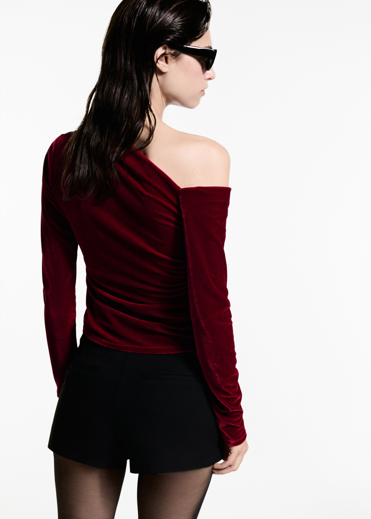 Asymmetric velvet top - Reverse of the article