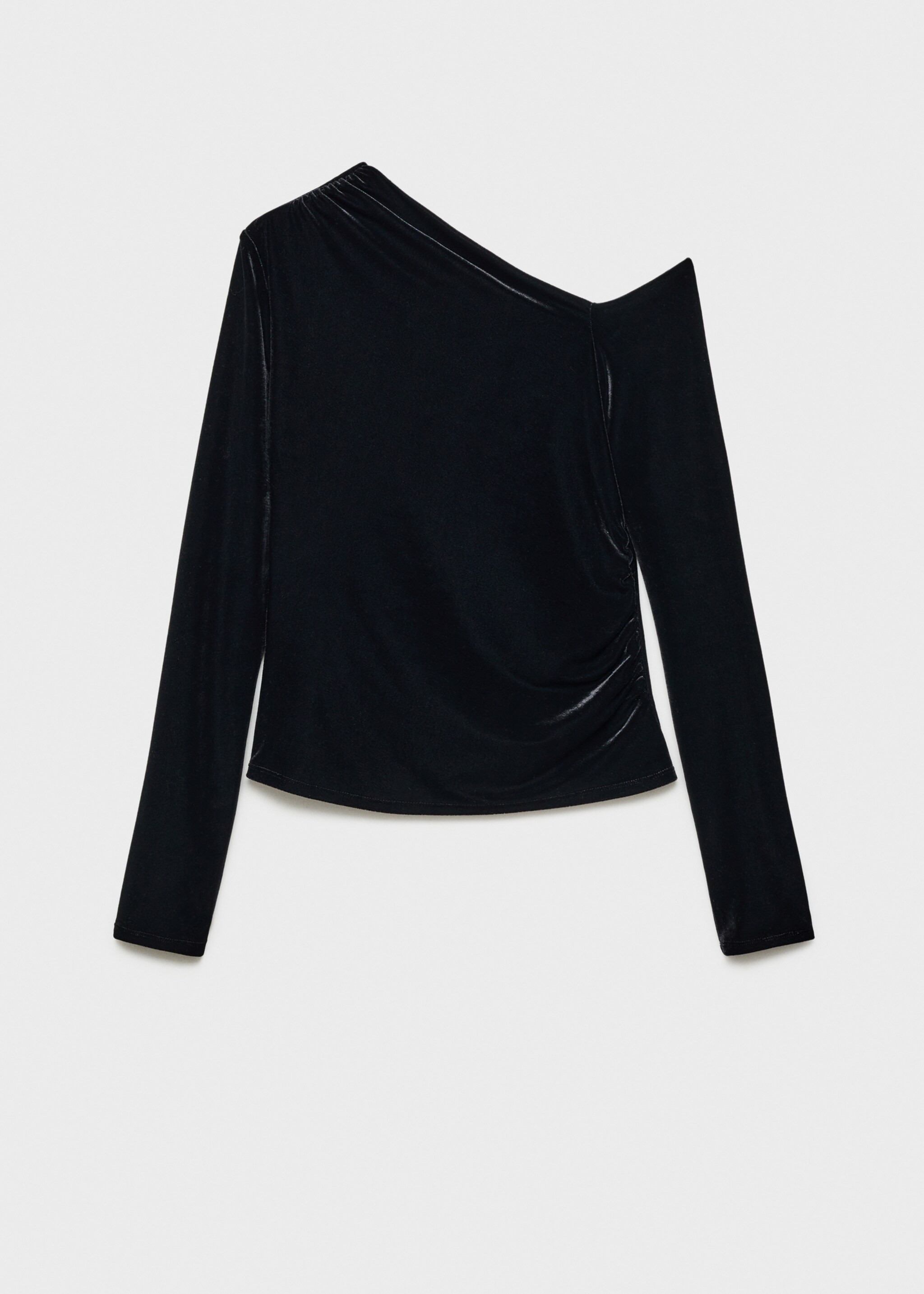 Asymmetric velvet top - Article without model, Black. Ref: 77049060-00.