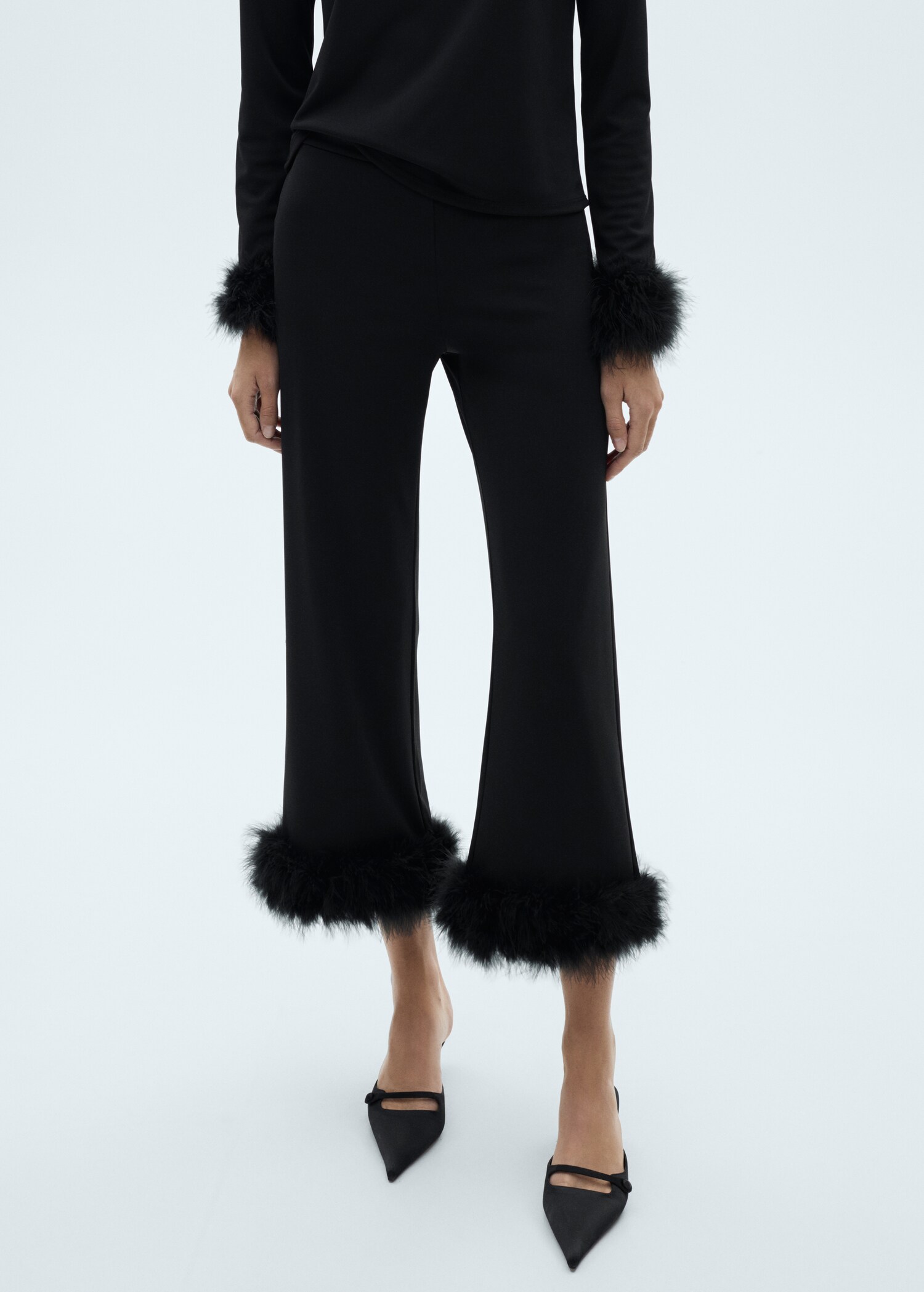 Cropped trousers with feather detail - Medium plane
