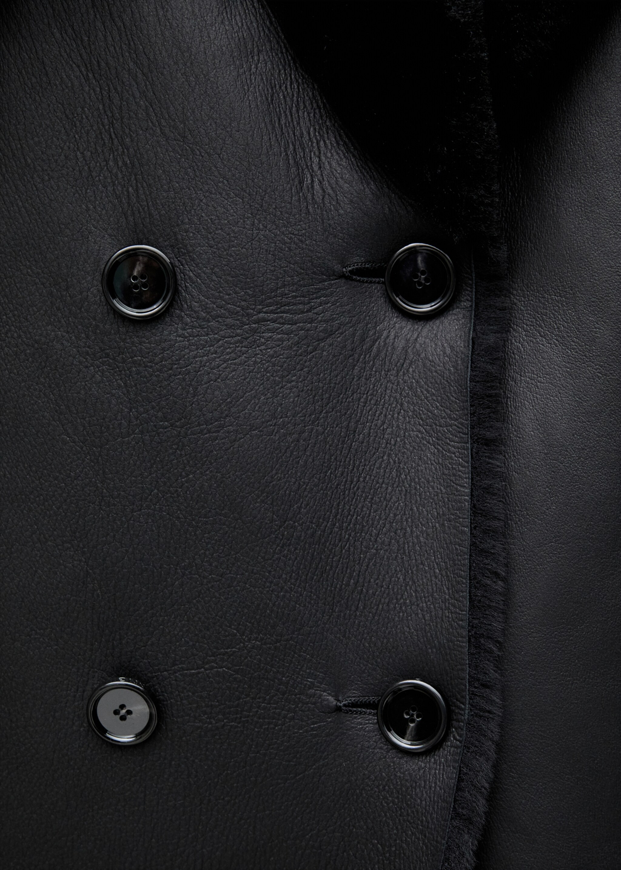 Abrigo piel doble botonadura - Detalle del artículo 0, Negro. Ref: 77049064-00.