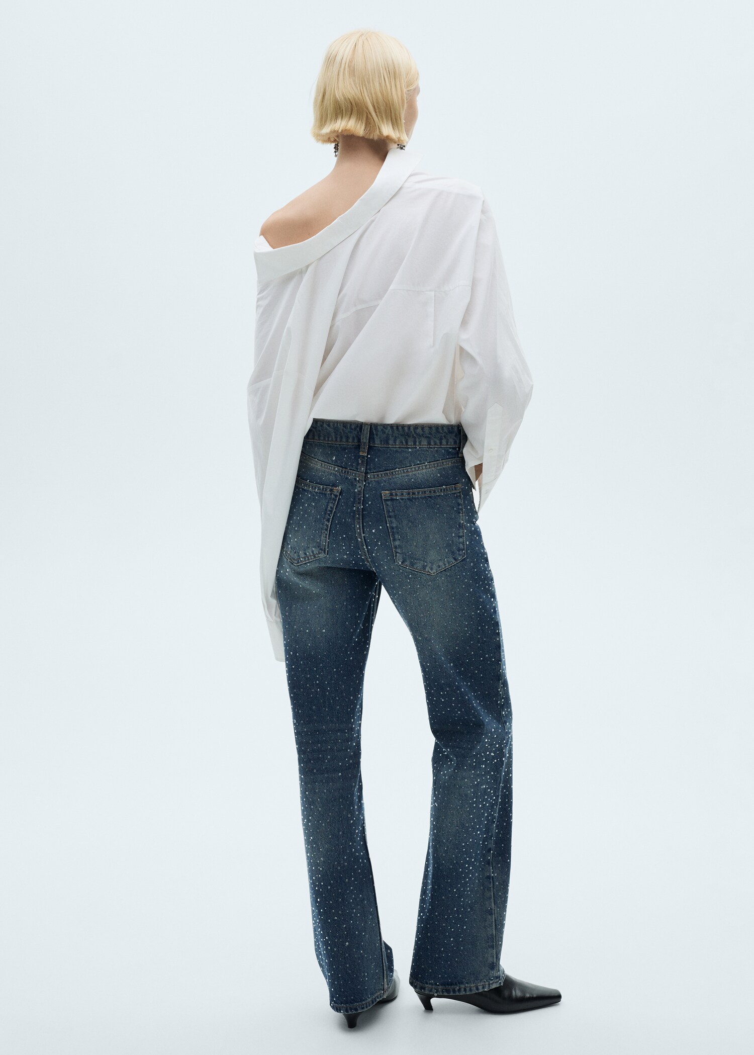 Straight-fit jeans with rhinestone detail - Reverse of the article