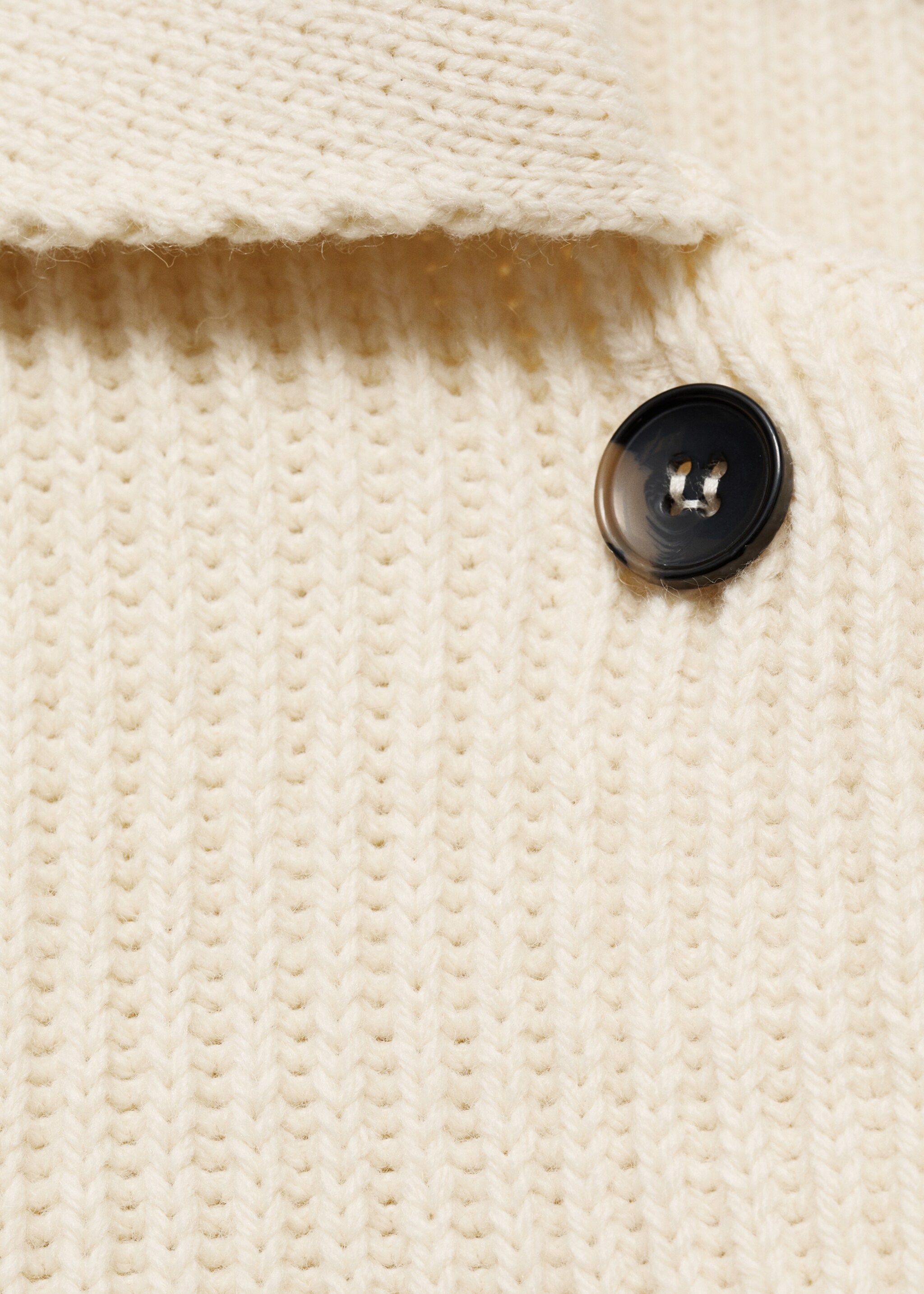 Ribbed jacket with buttons - Details of the article 8, Ecru. Ref: 77049070-00.