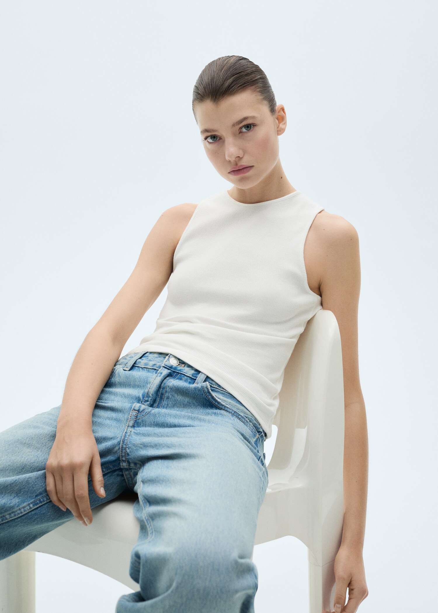 Ribbed cotton top - Details of the article 2