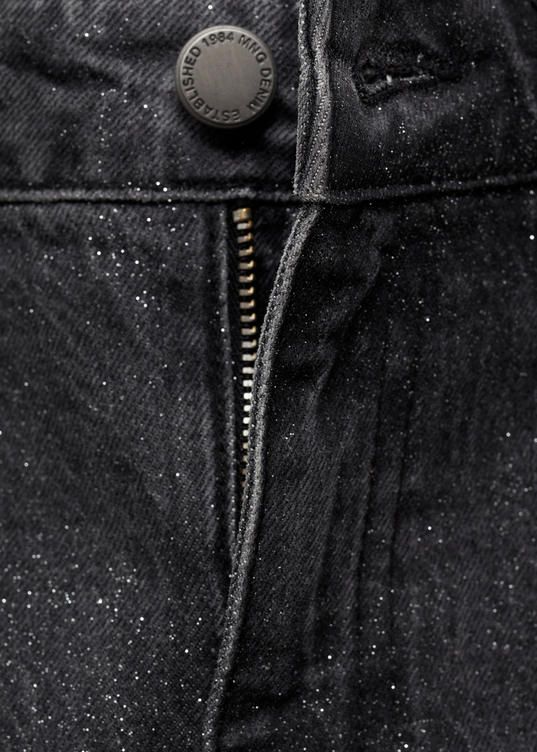 Glansiga jeans rak passform - Detaljer om artikeln 8, Black denim. Ref: 77049074-00.