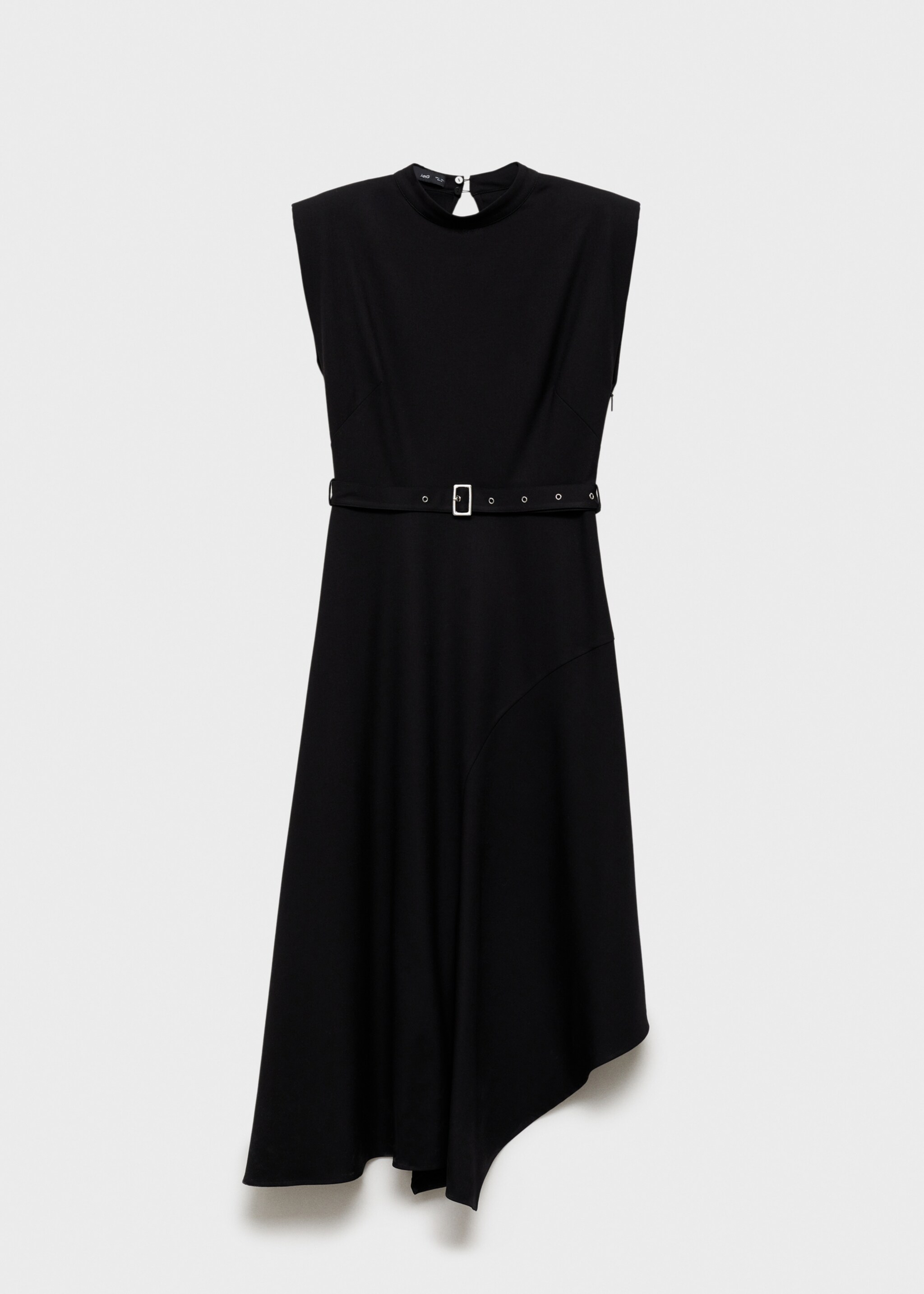 Asymmetrical dress with belt - Article without model, Black. Ref: 77049075-00.