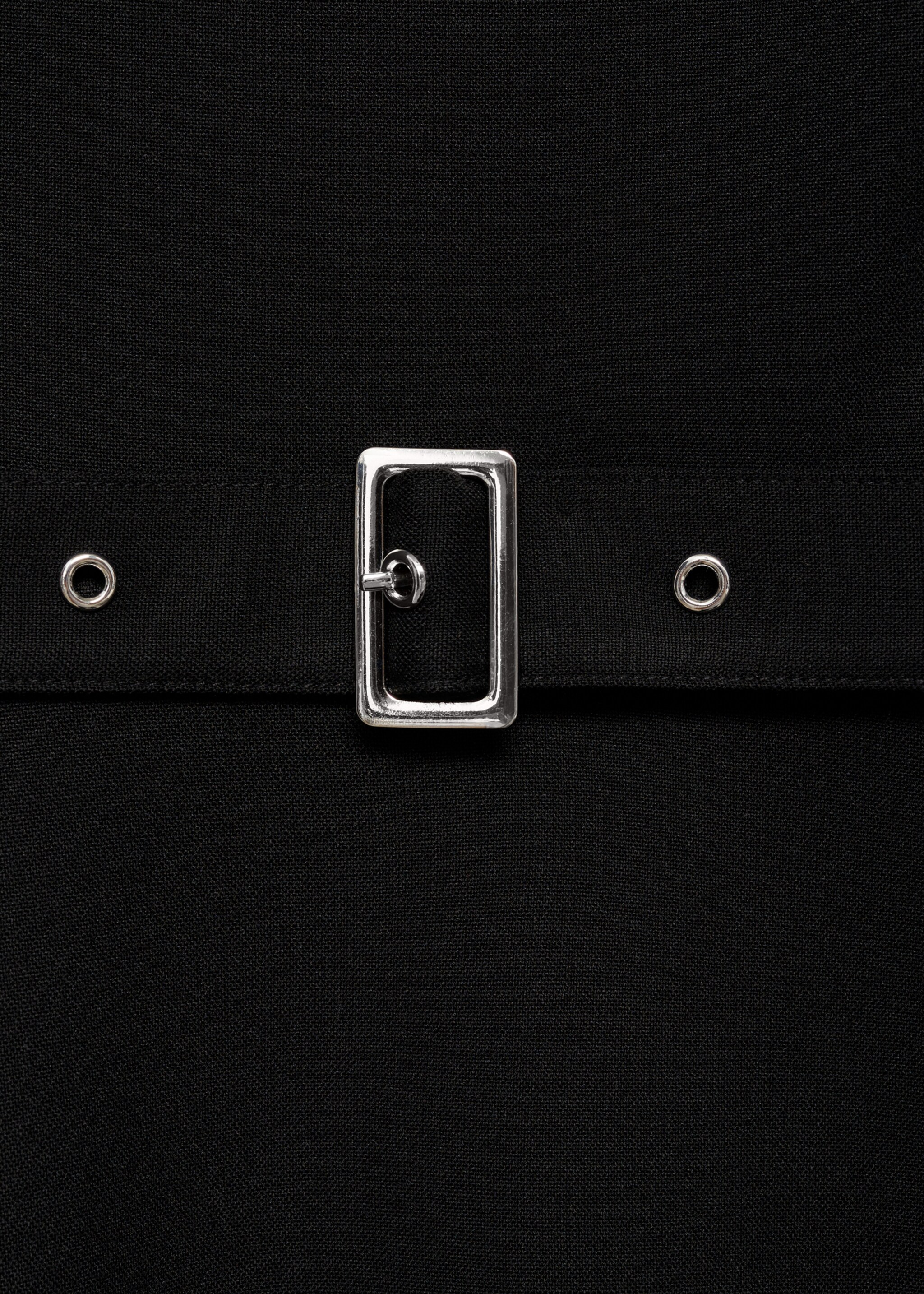 Asymmetrical dress with belt - Details of the article 8, Black. Ref: 77049075-00.