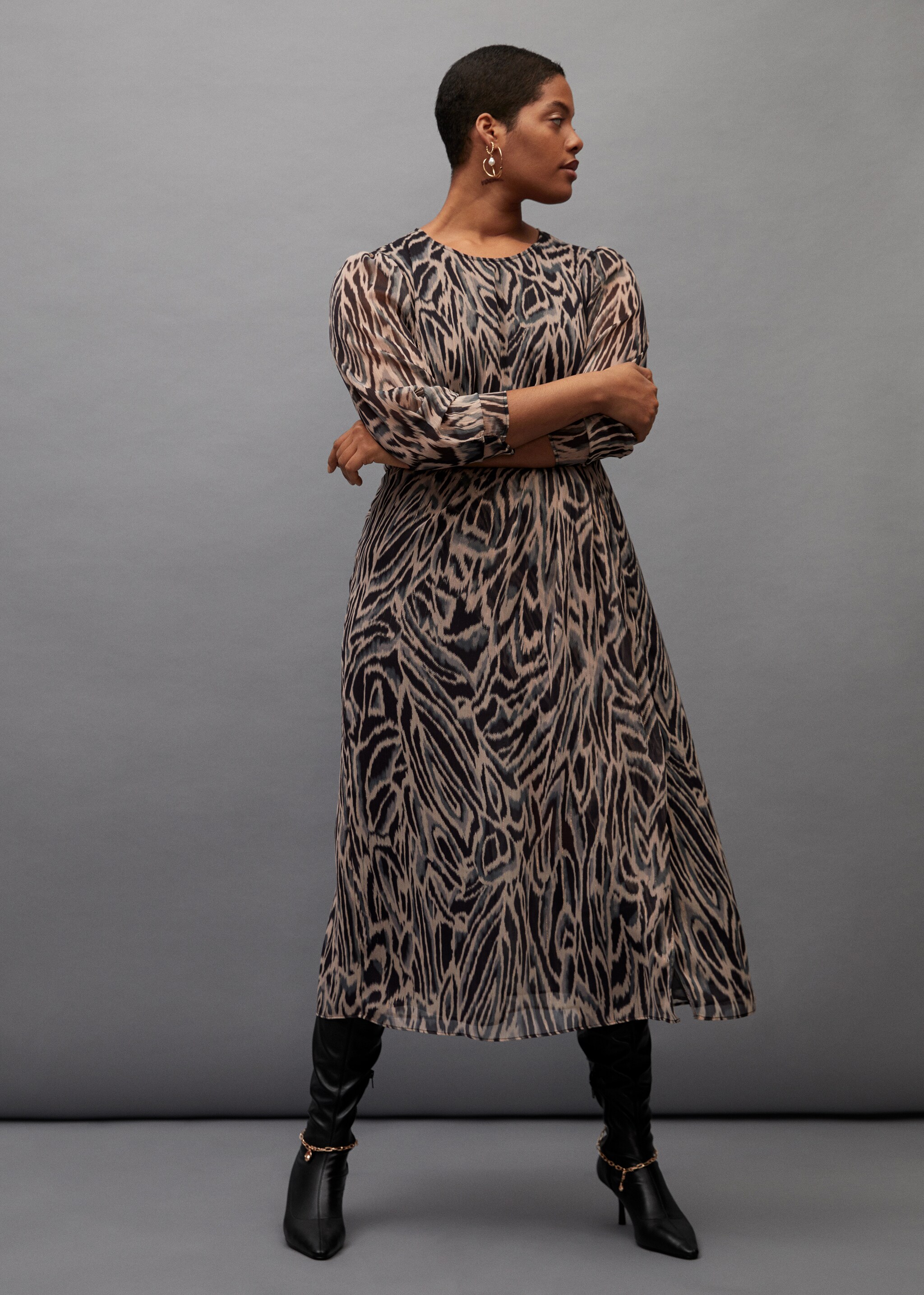 Vestido estampado midi - Detalle del artículo 5